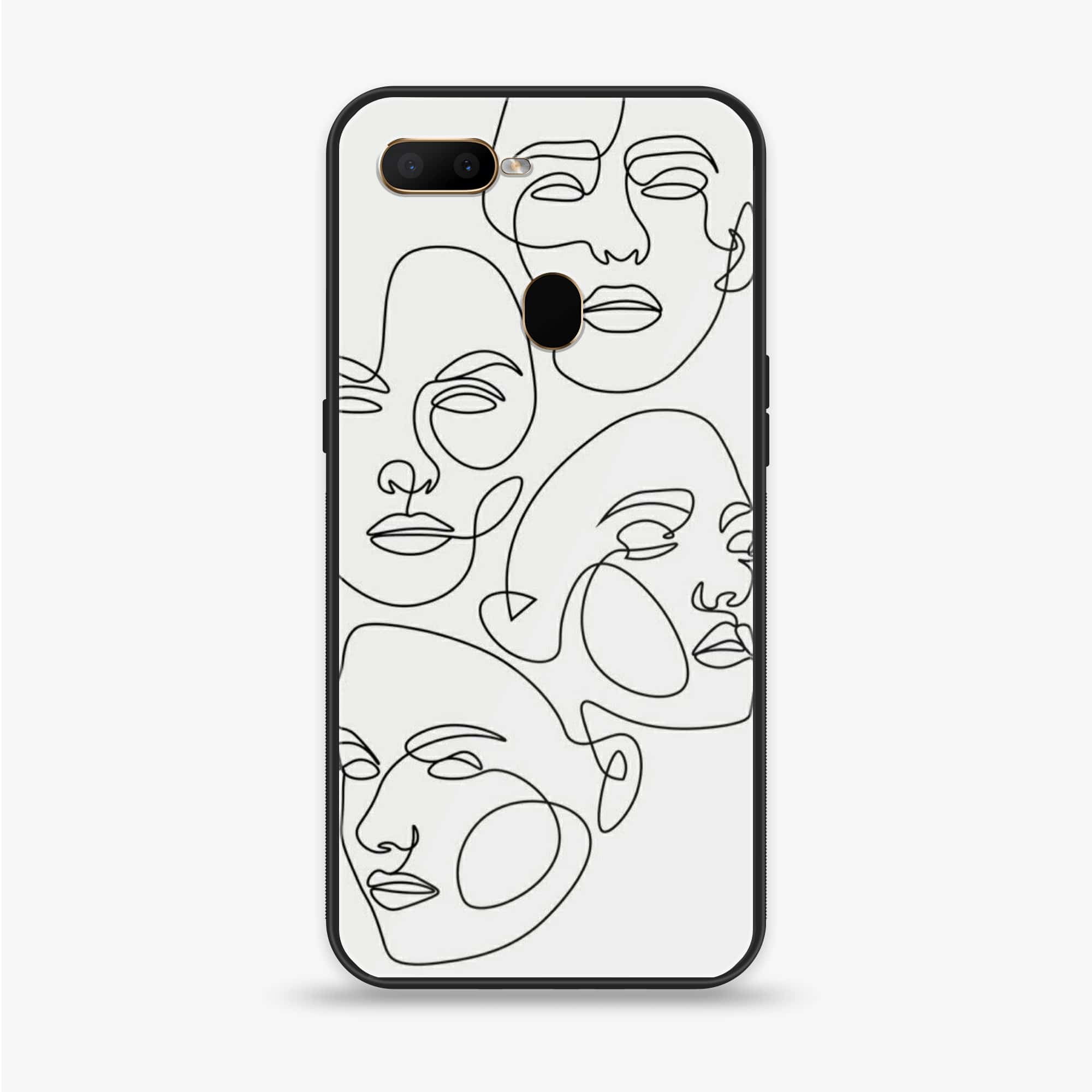 Oppo A7 - Girls Line Art Series - Premium Printed Glass soft Bumper shock Proof Case