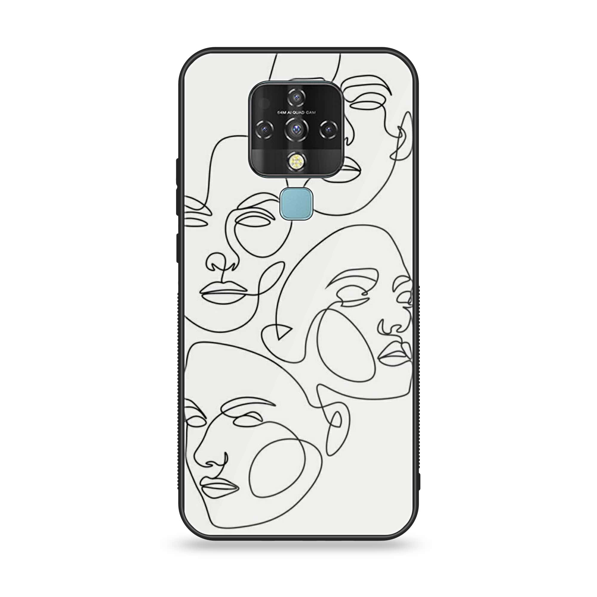 Tecno Camon 16 - Girls Line Art Series - Premium Printed Glass soft Bumper shock Proof Case