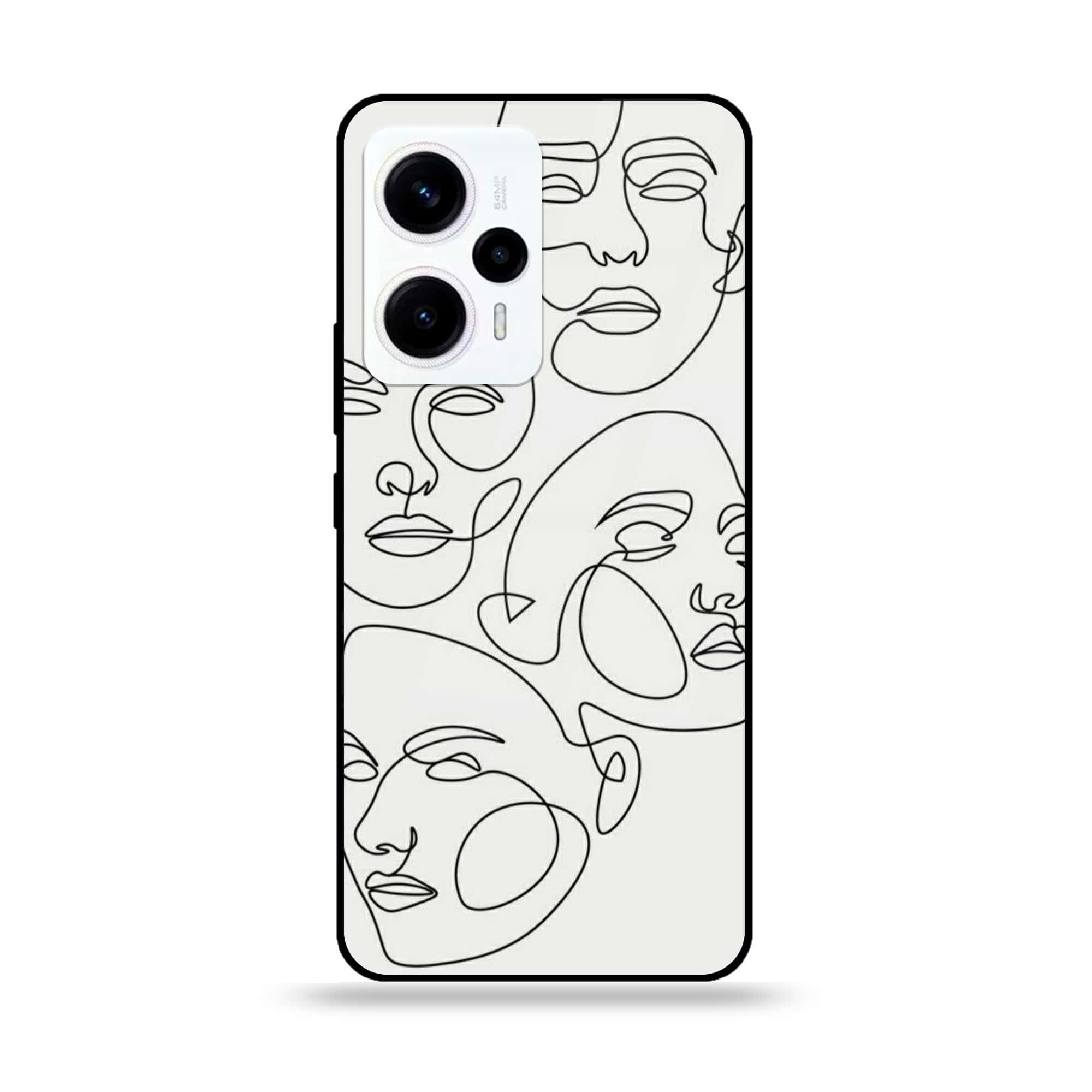 Xiaomi Poco F5 - Girls Line Art Series - Premium Printed Glass soft Bumper shock Proof Case