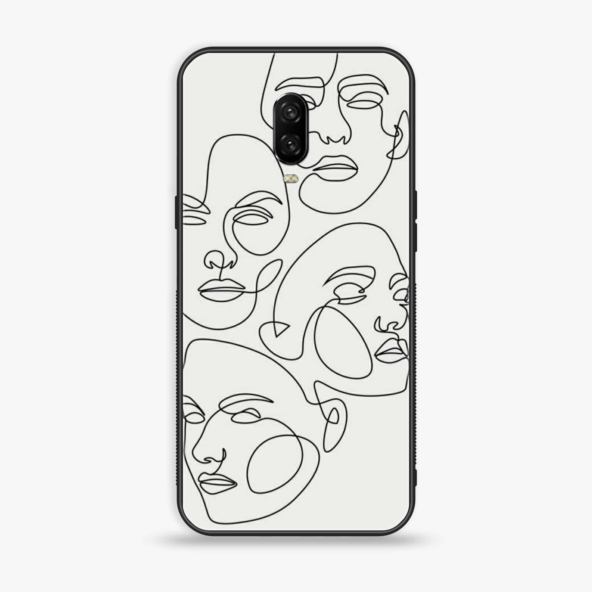 OnePlus 6T - Girls Line Art Series - Premium Printed Glass soft Bumper shock Proof Case