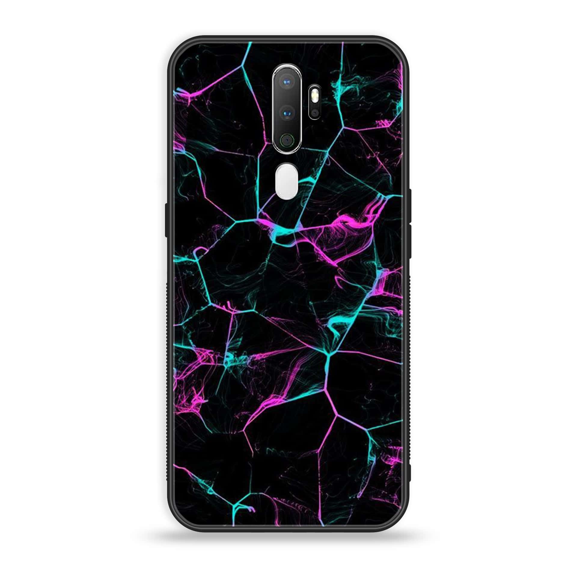 Oppo A5 2020  Black Marble Series Premium Printed Glass soft Bumper shock Proof Case