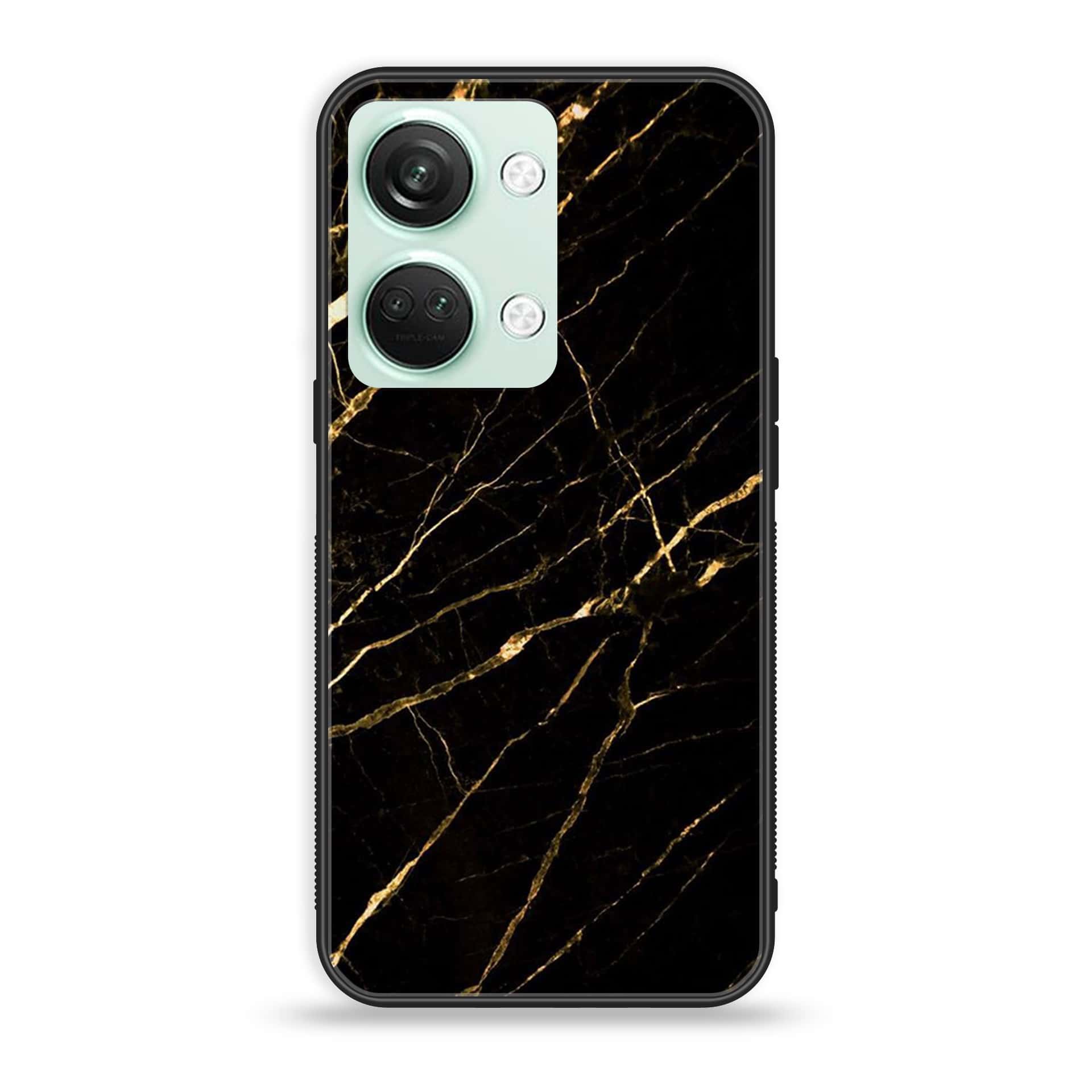 OnePlus Nord 3 5G - Black Marble Series - Premium Printed Glass soft Bumper shock Proof Case