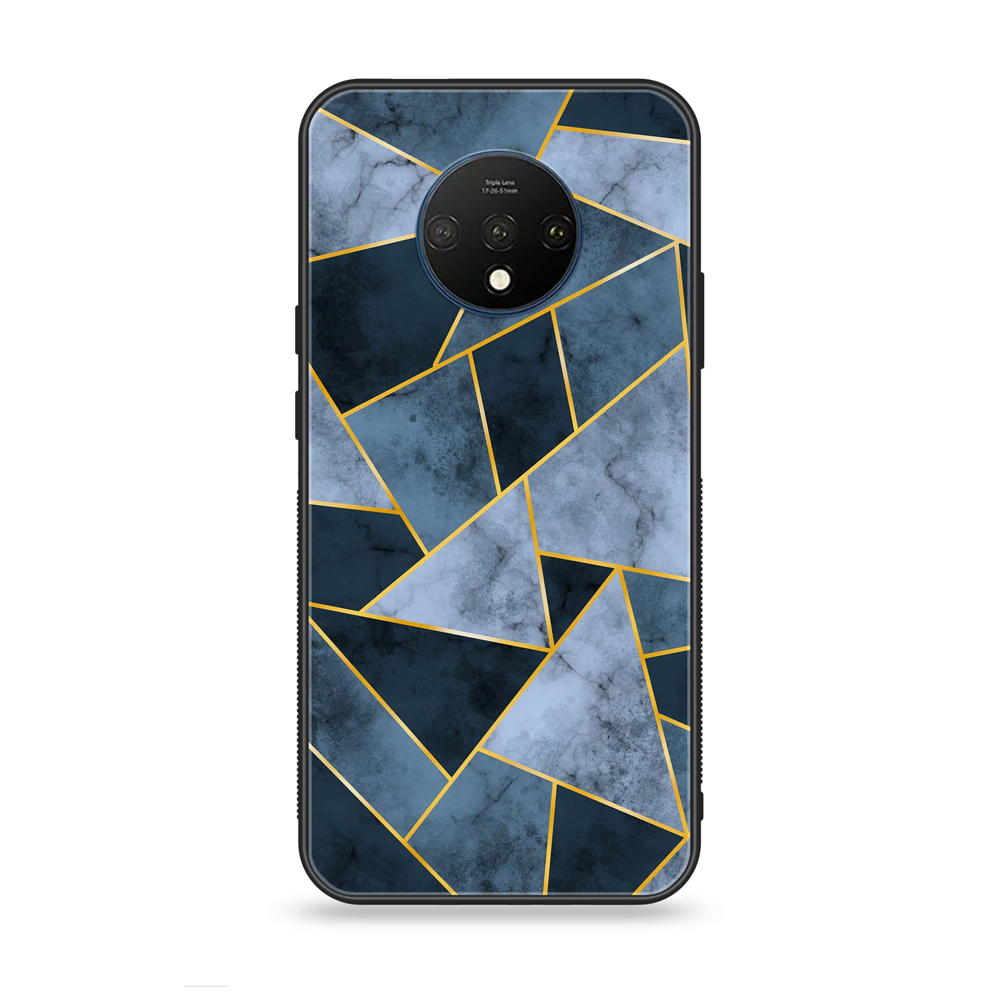 OnePlus 7T - Geometric Marble Series - Premium Printed Glass soft Bumper shock Proof Case
