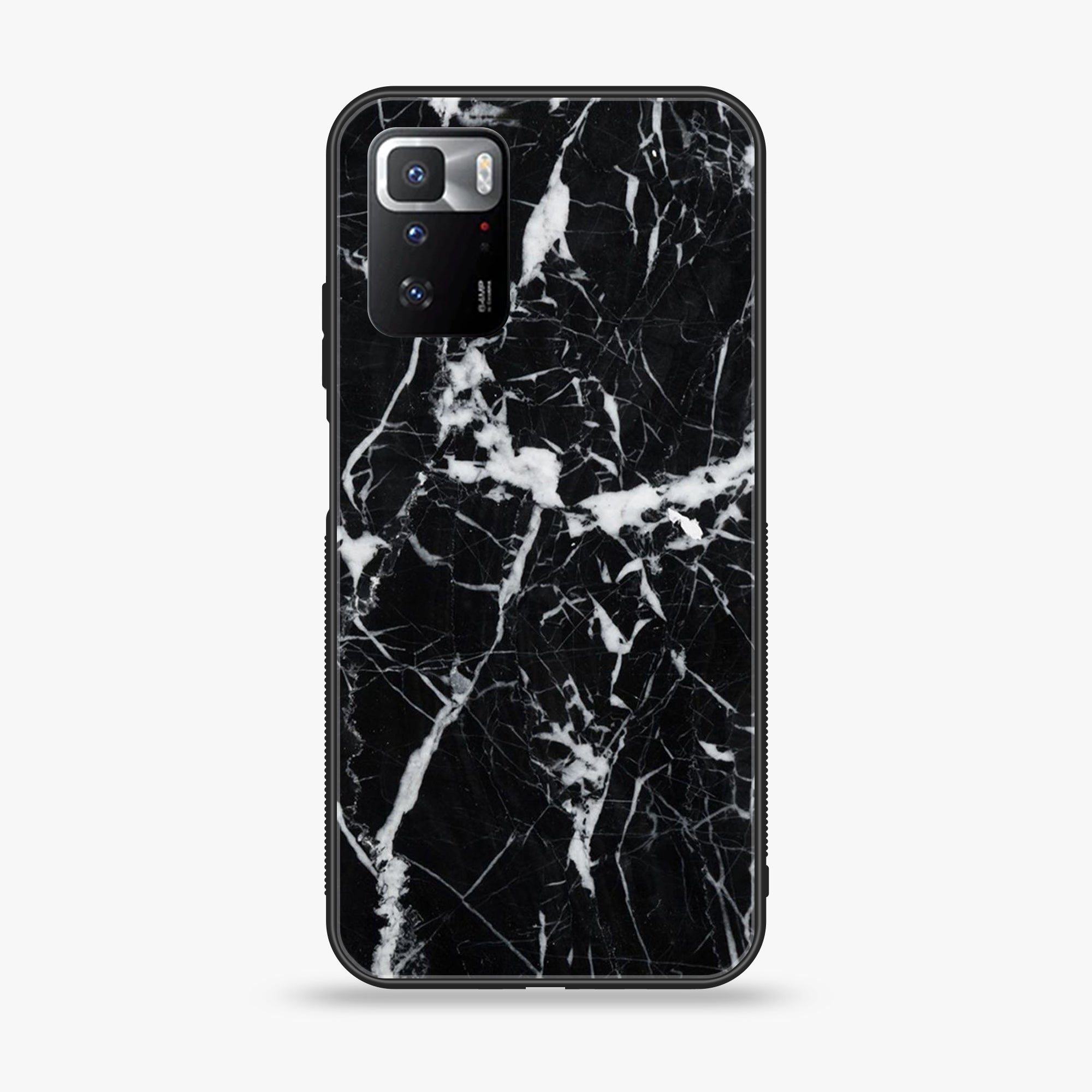 Xiaomi POCO X3 GT Black Marble Series Premium Printed Glass soft Bumper shock Proof Case