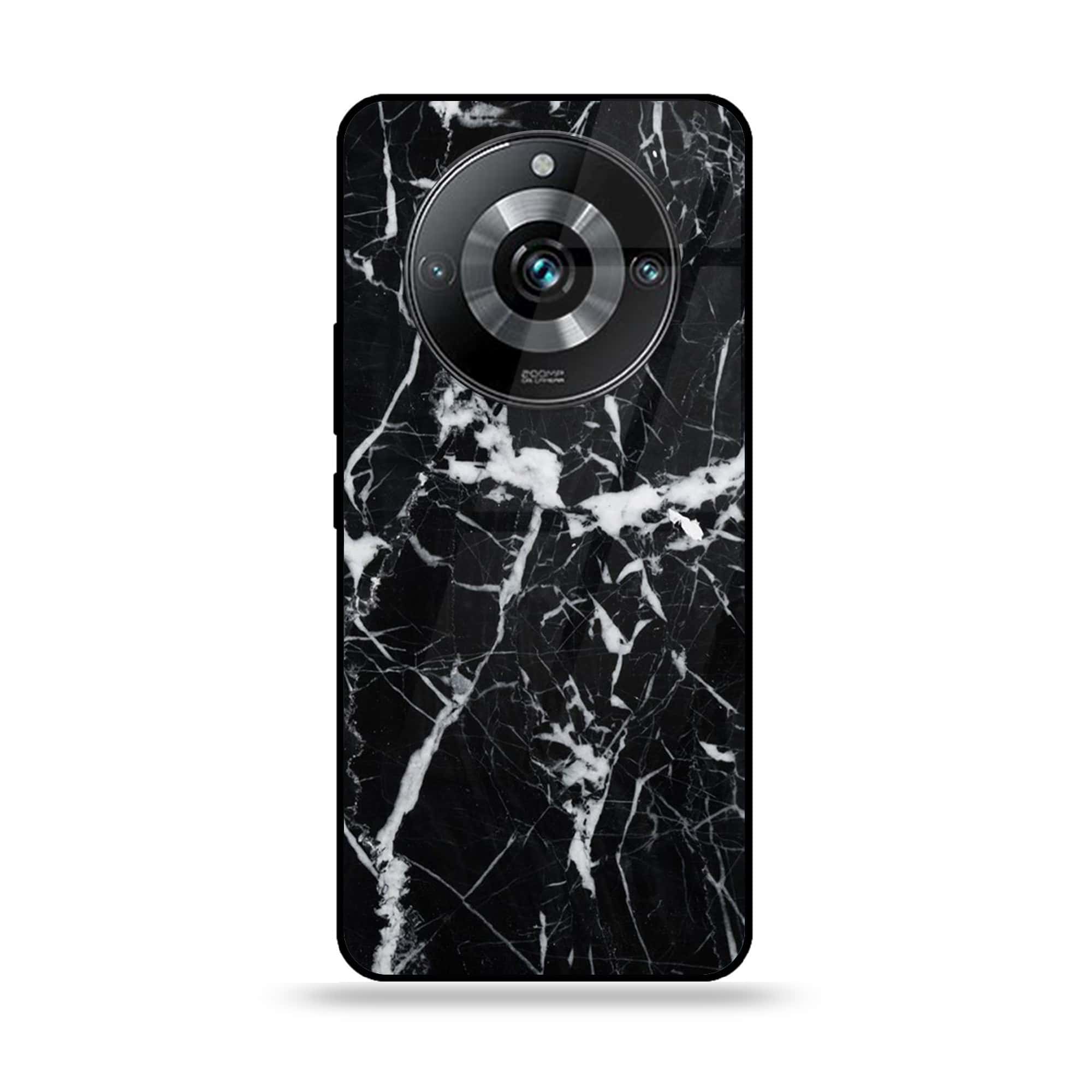 Realme 11 Pro Plus - Black Marble Series - Premium Printed Glass soft Bumper shock Proof Case