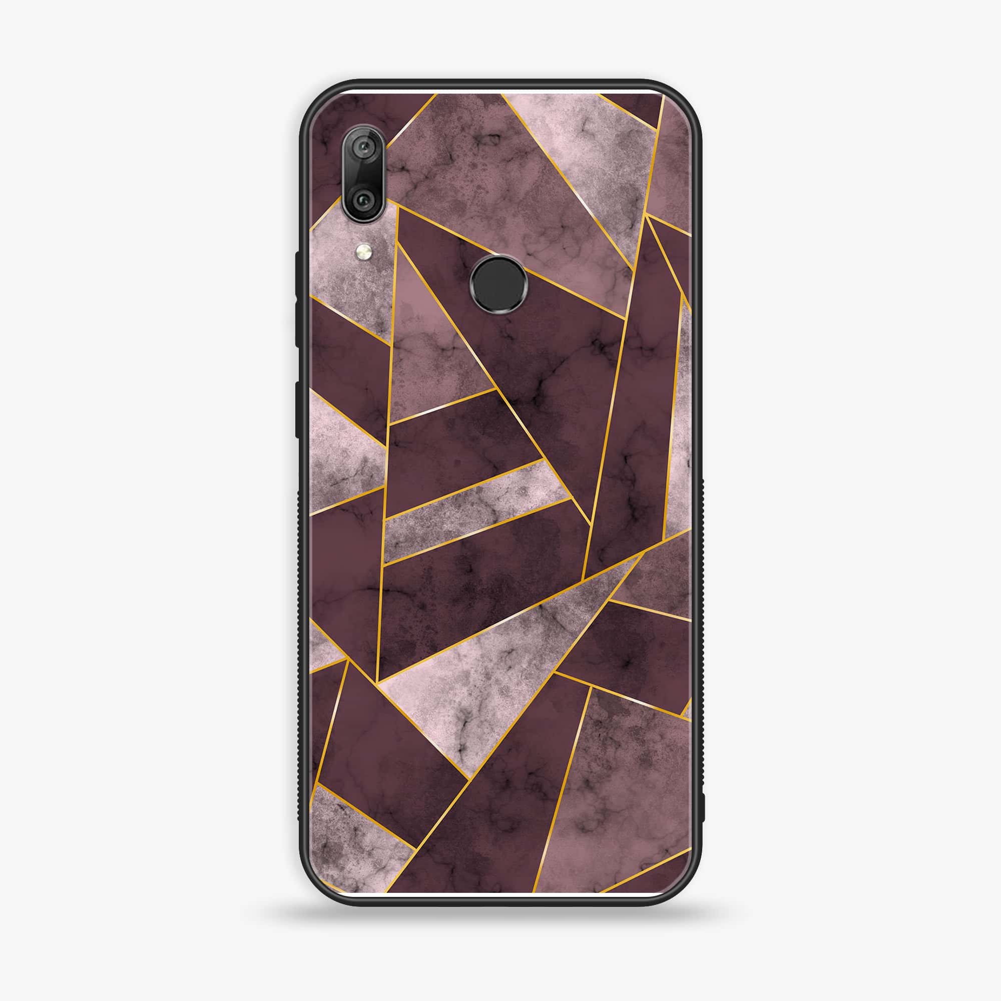 Huawei Y7 Prime (2019) - Geometric Marble Series - Premium Printed Glass soft Bumper shock Proof Case