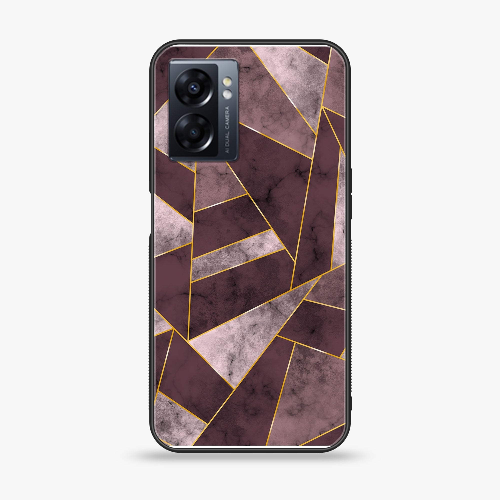 Oppo A77s - Geometric Marble Series - Premium Printed Glass soft Bumper shock Proof Case