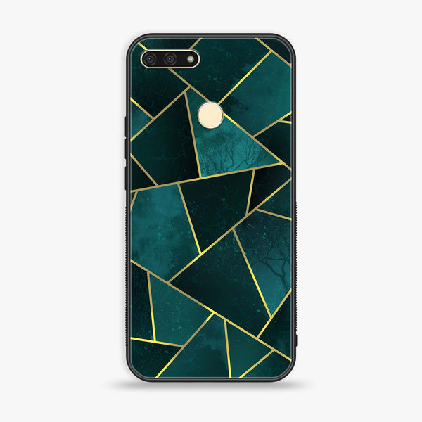 Huawei Y6 2018/Honor Play 7A - Geometric Marble Series  - Premium Printed Glass soft Bumper shock Proof Case