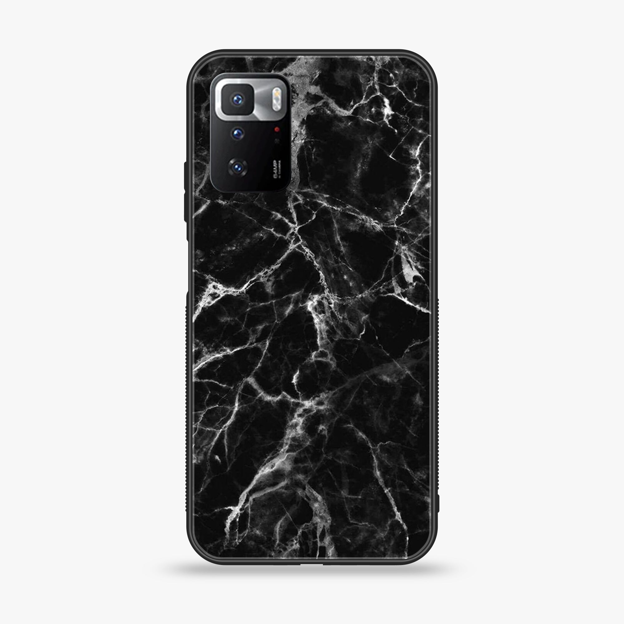 Xiaomi POCO X3 GT Black Marble Series Premium Printed Glass soft Bumper shock Proof Case