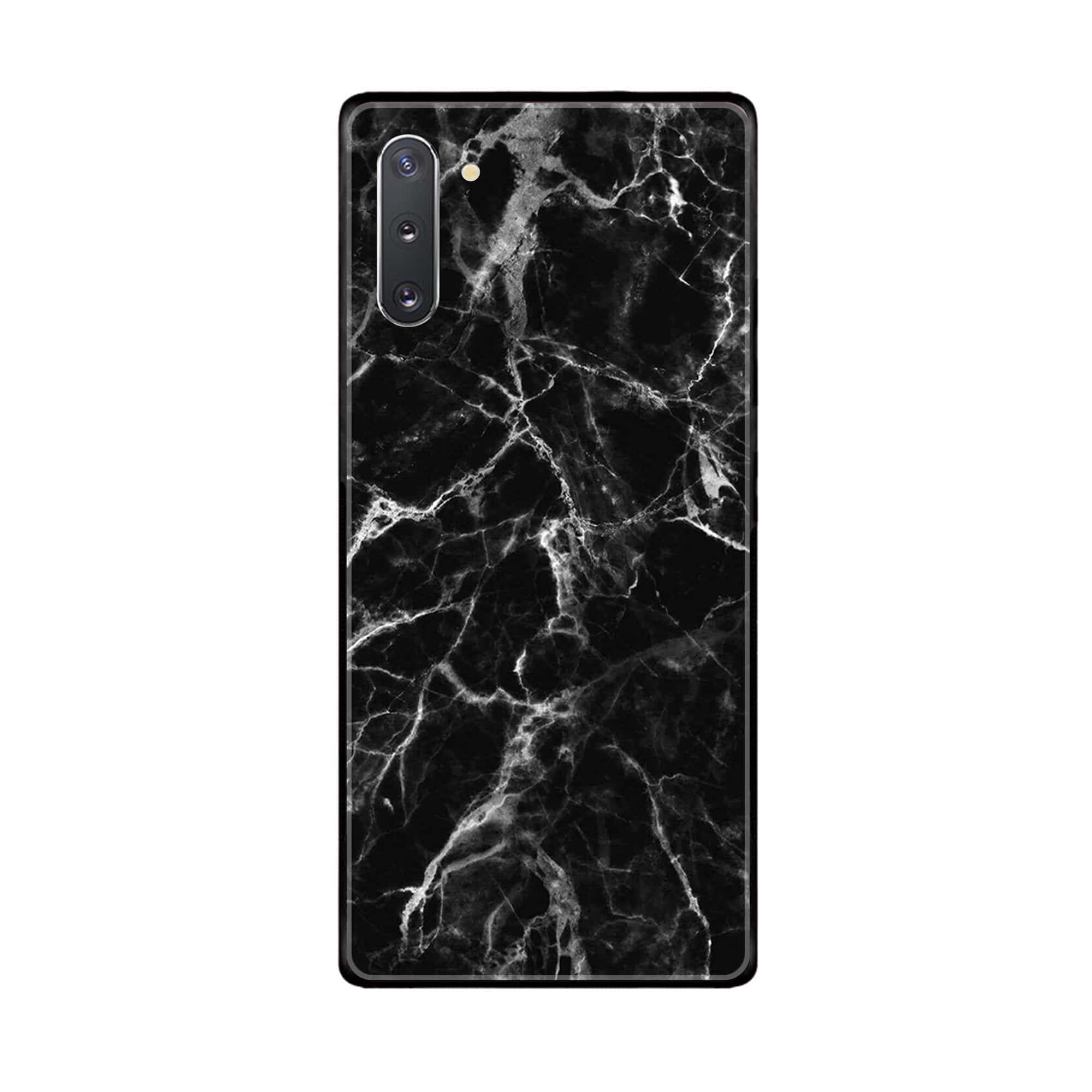 Samsung Galaxy Note 10  Black Marble Series Premium Printed Glass soft Bumper shock Proof Case