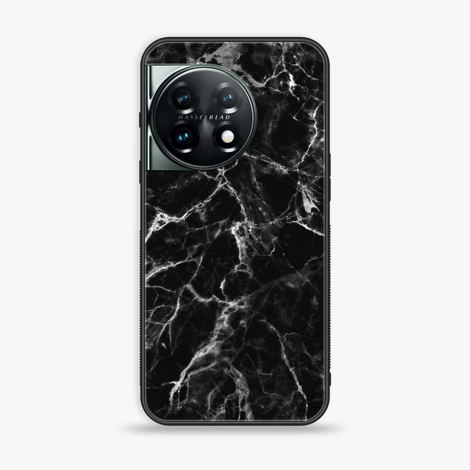 OnePlus 11R - Black Marble Series- Premium Printed Glass soft Bumper shock Proof Case
