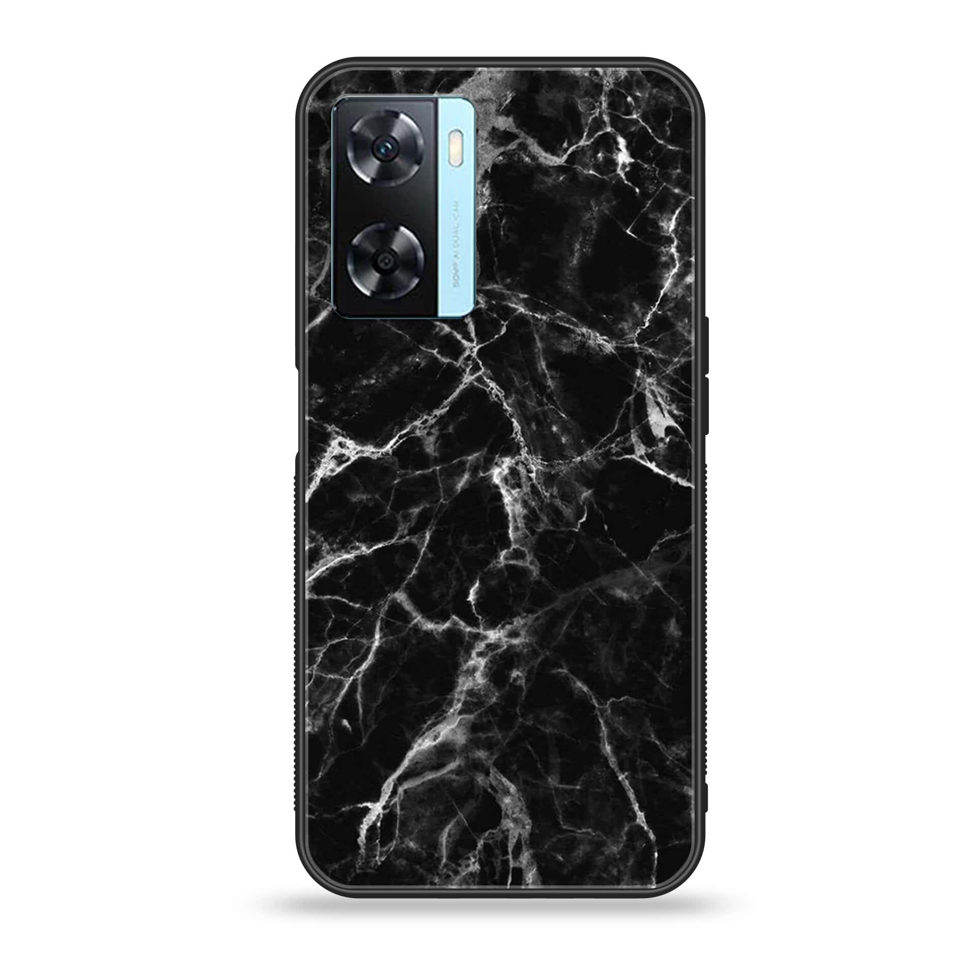 OnePlus Nord N20 SE - Black Marble Series - Premium Printed Glass soft Bumper shock Proof Case