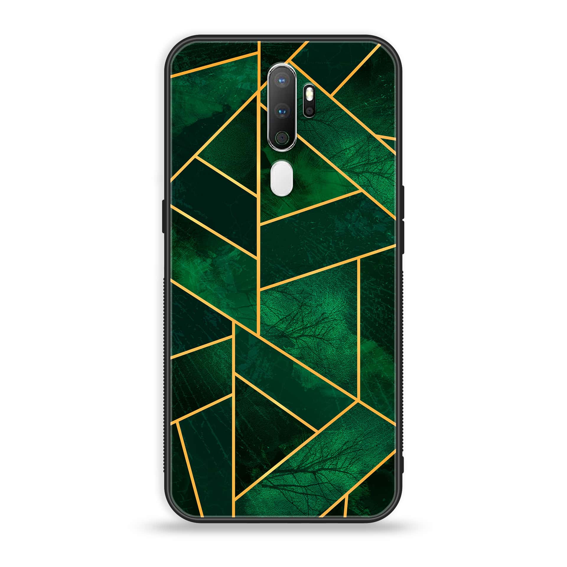 Oppo A5 2020 Geometric Marble Series Premium Printed Glass soft Bumper shock Proof Case