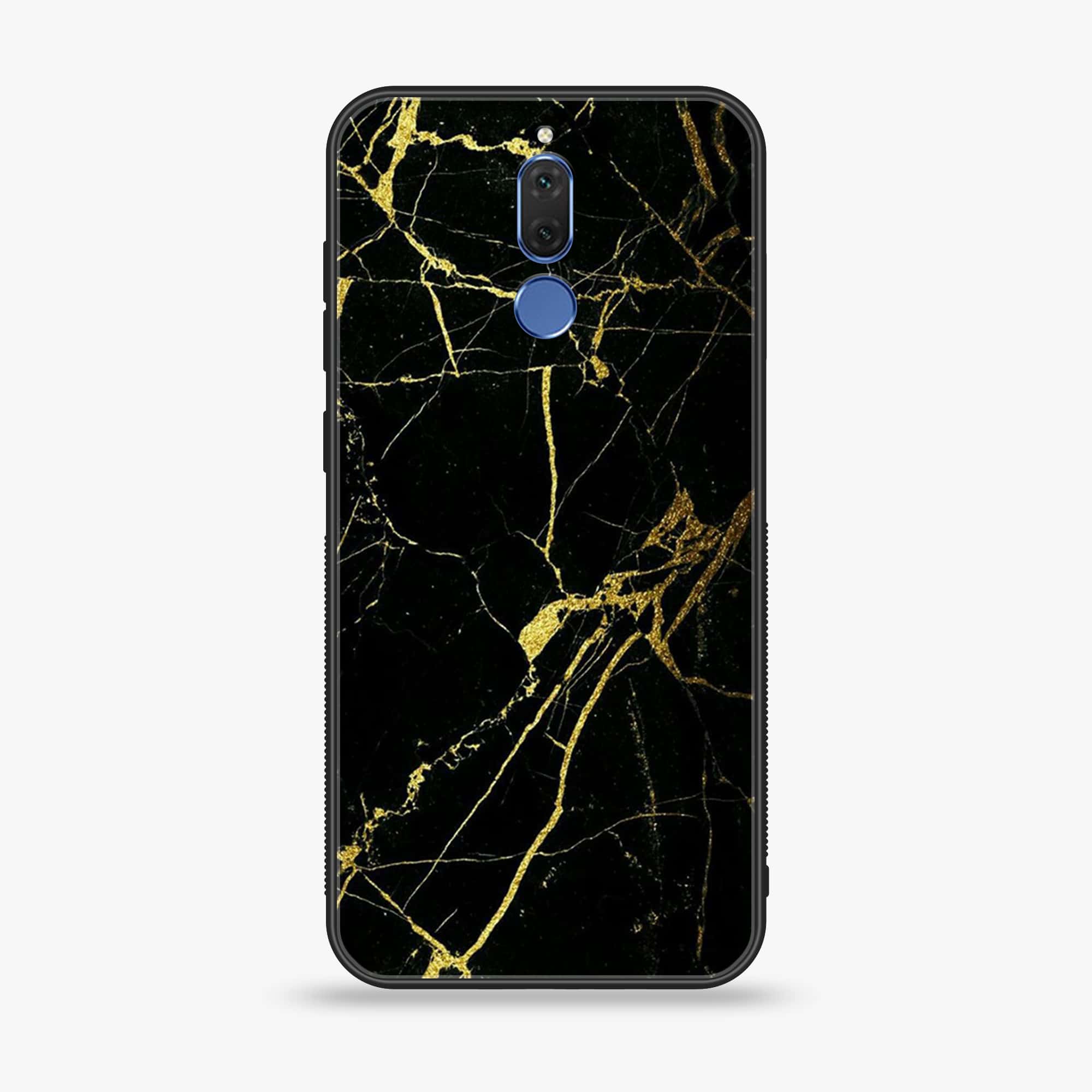 Huawei Mate 10 Lite - Black Marble Series - Premium Printed Glass soft Bumper shock Proof Case