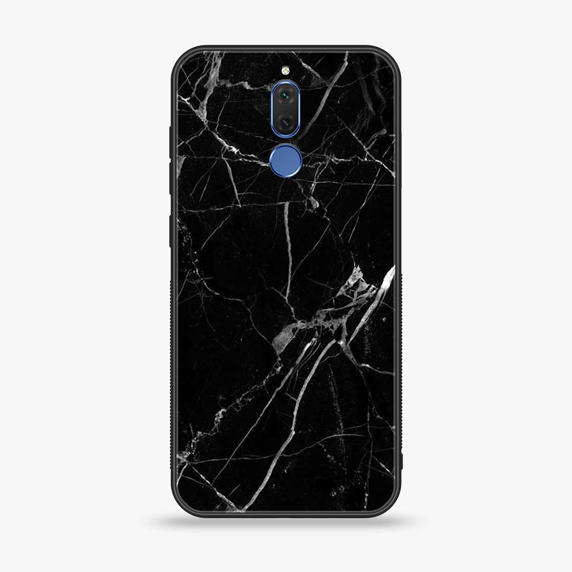 Huawei Mate 10 Lite - Black Marble Series - Premium Printed Glass soft Bumper shock Proof Case