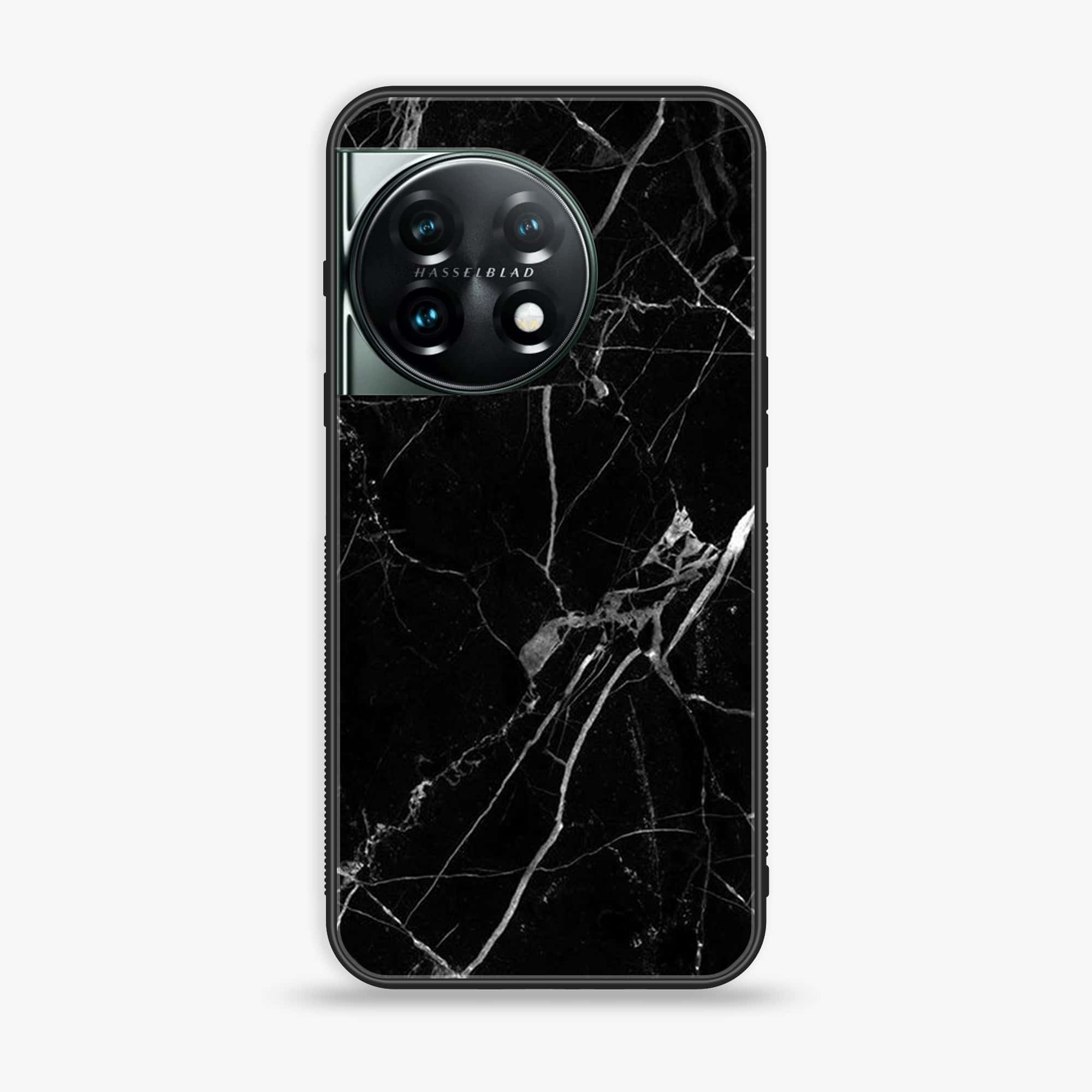 OnePlus 11R - Black Marble Series- Premium Printed Glass soft Bumper shock Proof Case