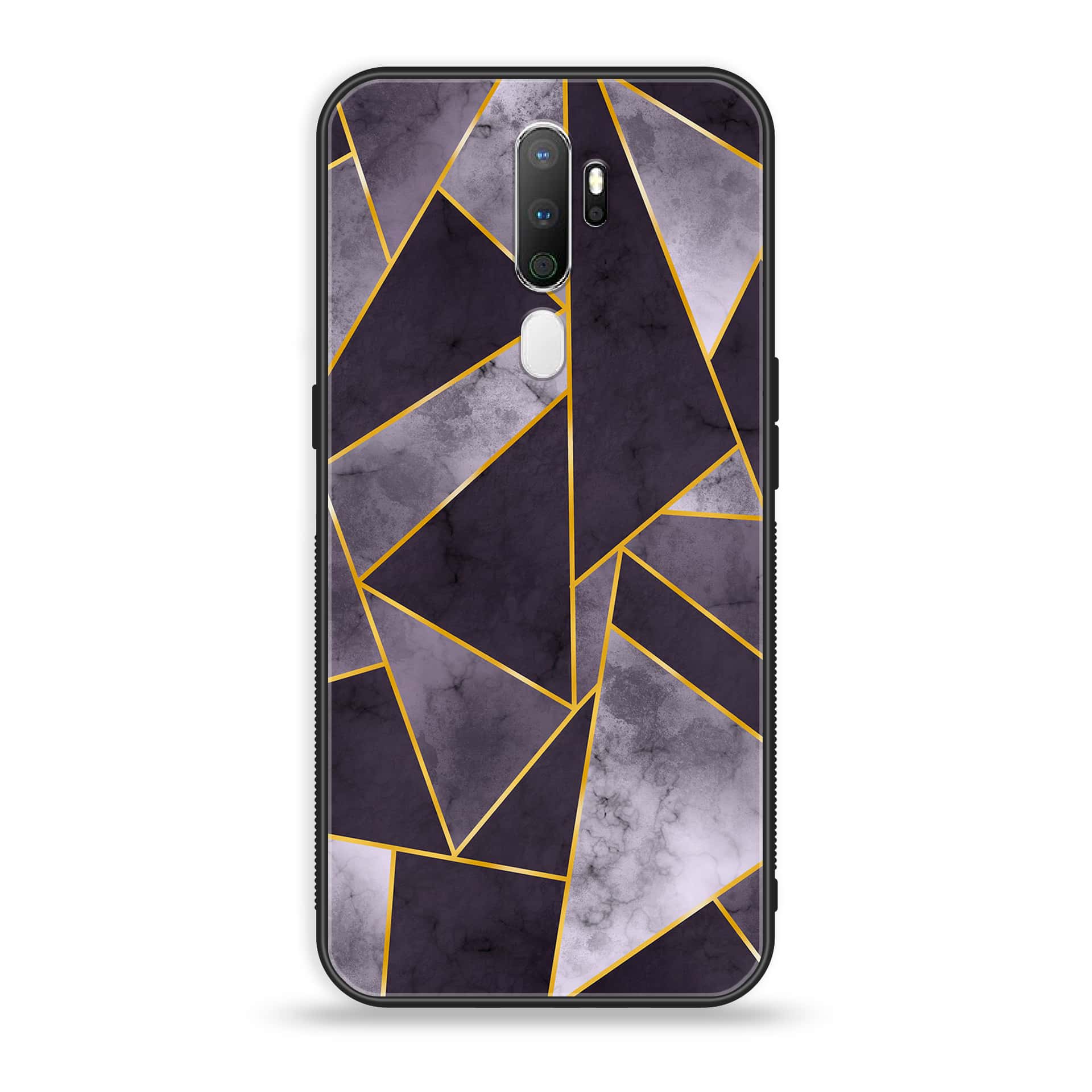 Oppo A5 2020 Geometric Marble Series Premium Printed Glass soft Bumper shock Proof Case
