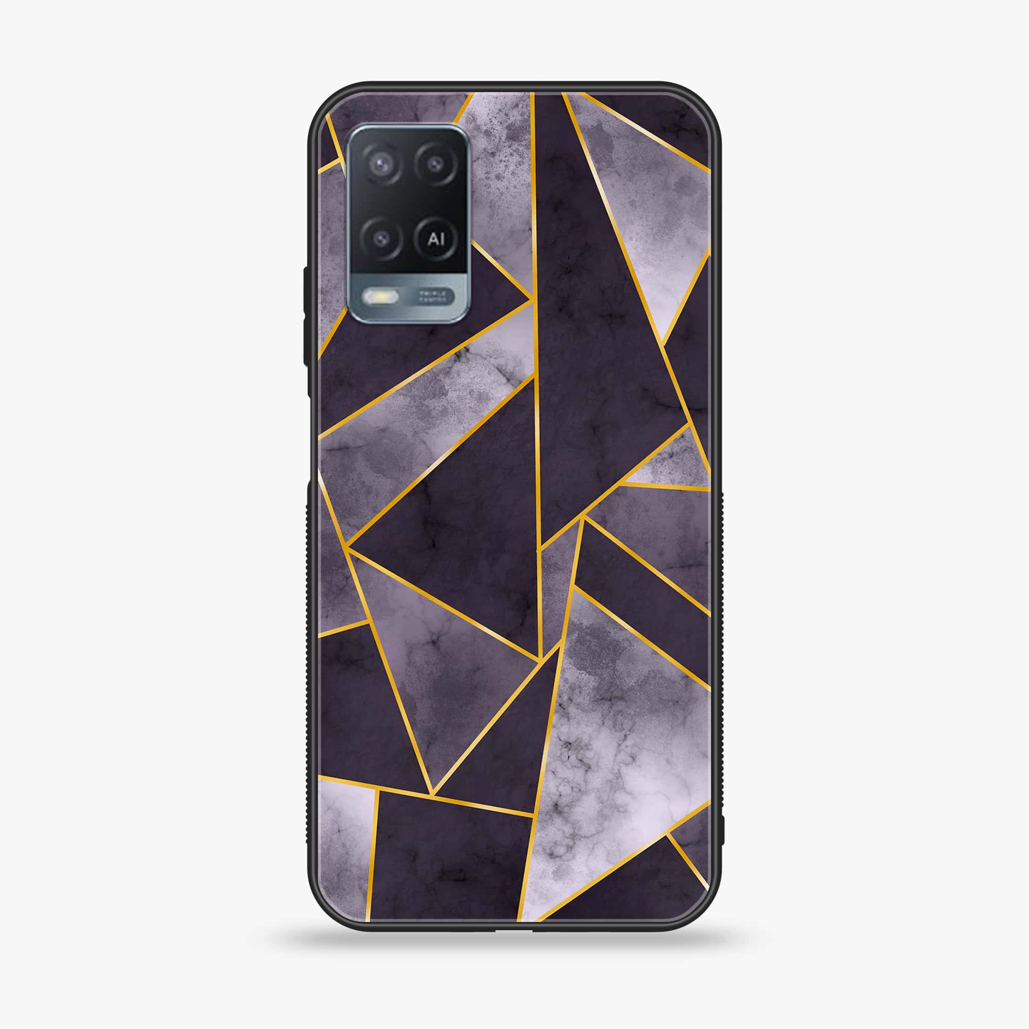 Oppo A54 - Geometric Marble Series - Premium Printed Glass soft Bumper shock Proof Case