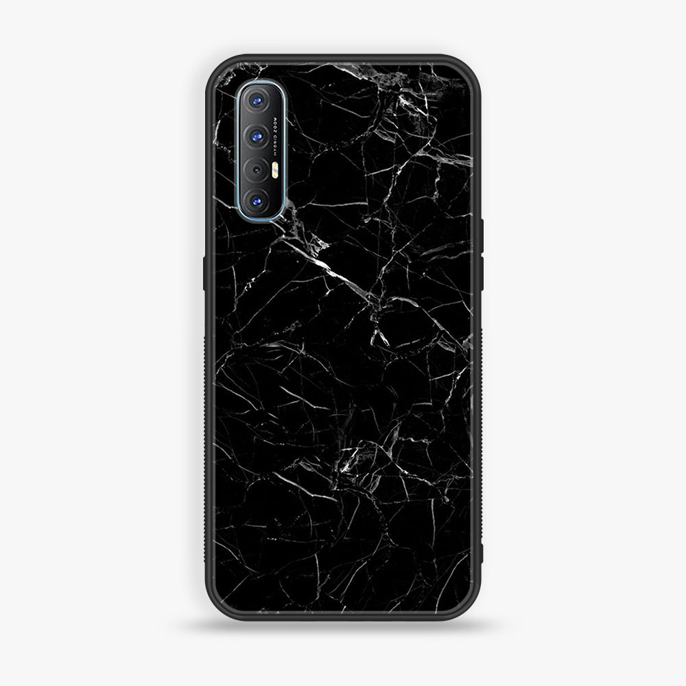 Oppo Find X2 Neo - Black Marble Series - Premium Printed Glass soft Bumper shock Proof Case