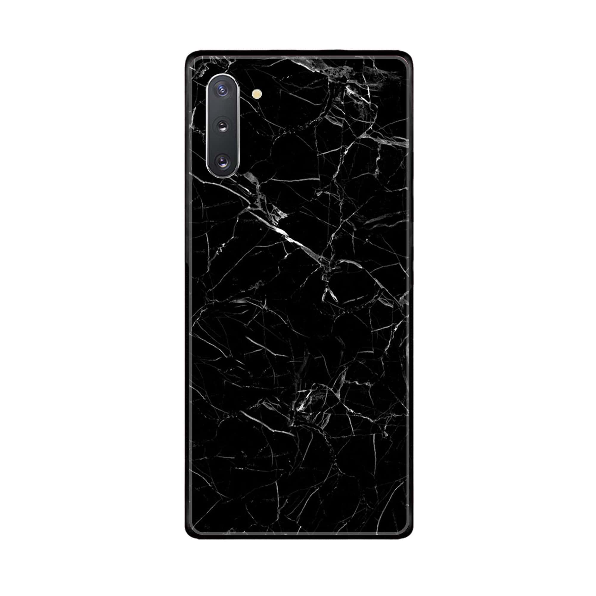 Samsung Galaxy Note 10  Black Marble Series Premium Printed Glass soft Bumper shock Proof Case