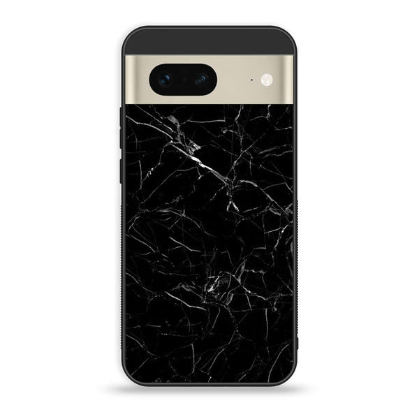 Google Pixel 7 - Black Marble Series - Premium Printed Glass soft Bumper shock Proof Case
