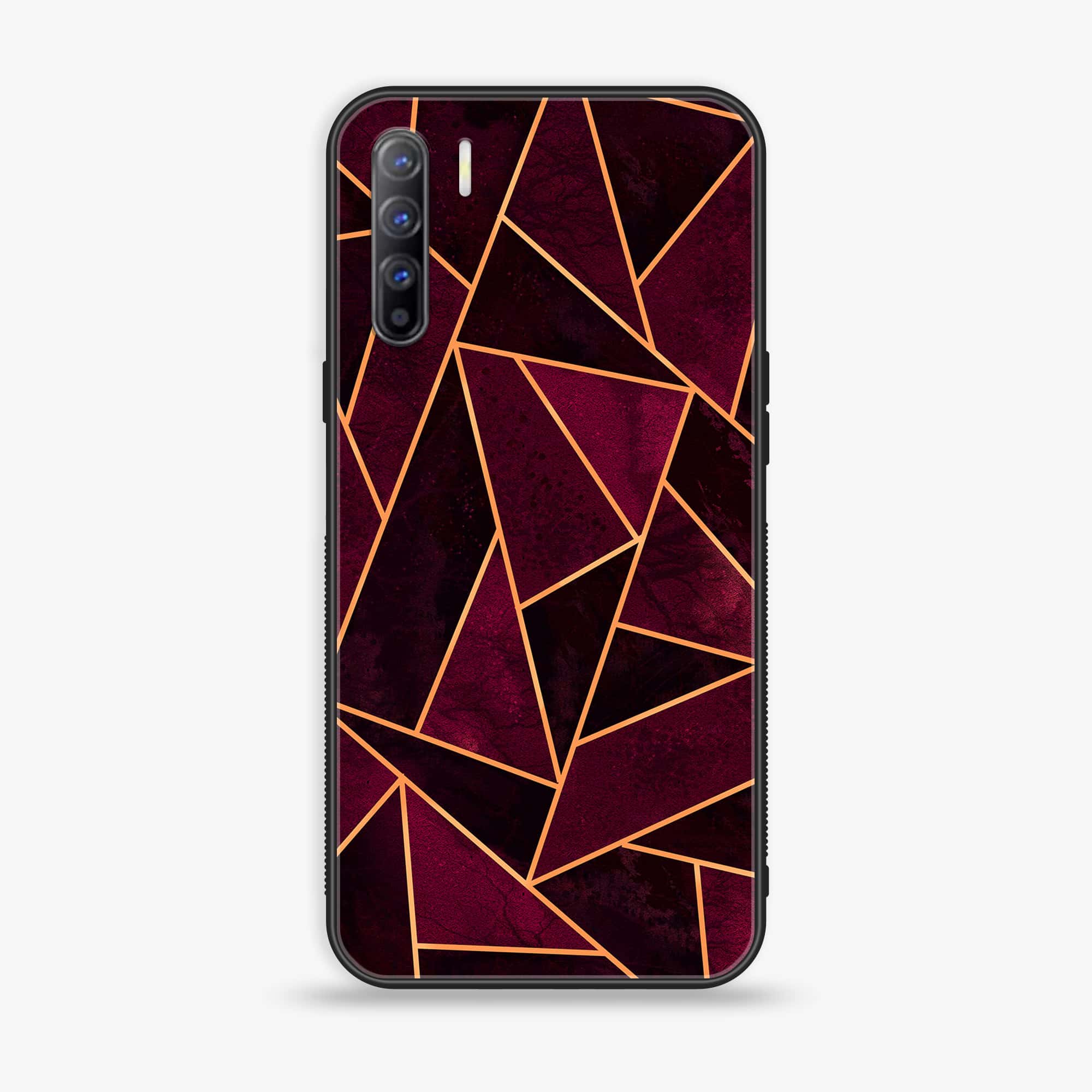 Oppo A91 - Geometric Marble Series - Premium Printed Glass soft Bumper shock Proof Case