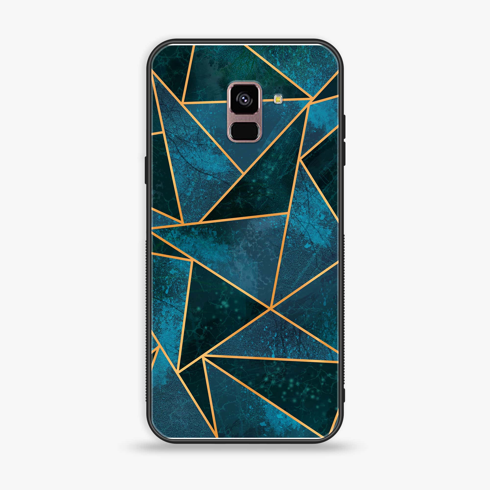 Samsung Galaxy A8+ (2018) - Geometric Marble Series - Premium Printed Glass soft Bumper shock Proof Case