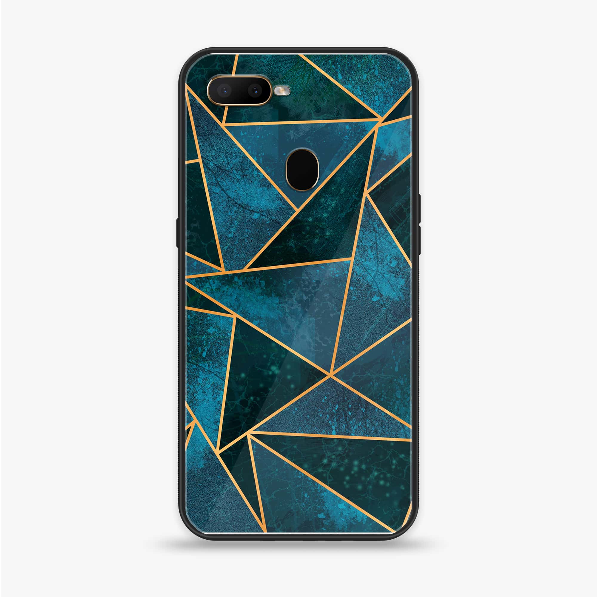 OPPO A5s - Geometric Marble Series - Premium Printed Glass soft Bumper shock Proof Case