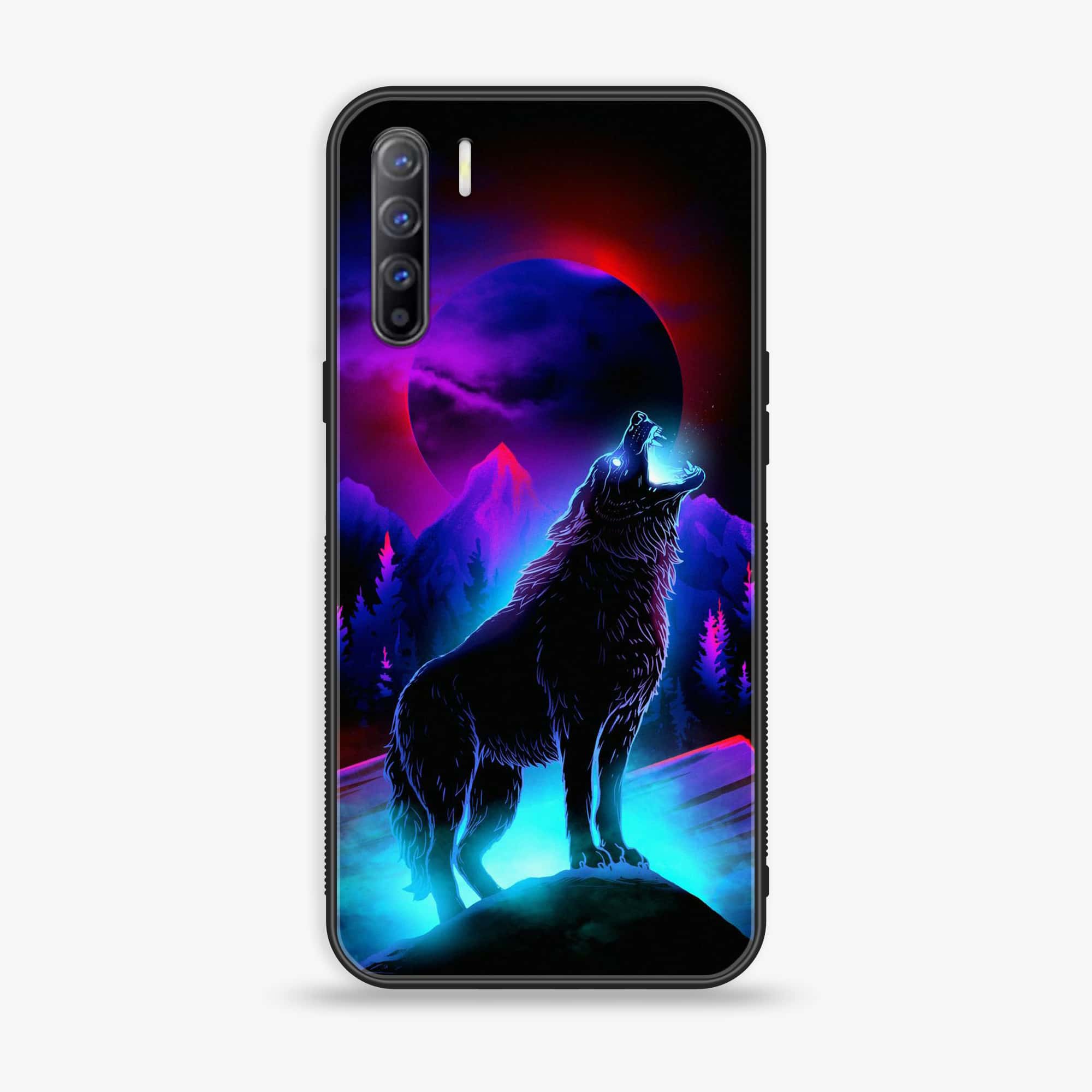 Oppo A91 - Wolf Series - Premium Printed Glass soft Bumper shock Proof Case