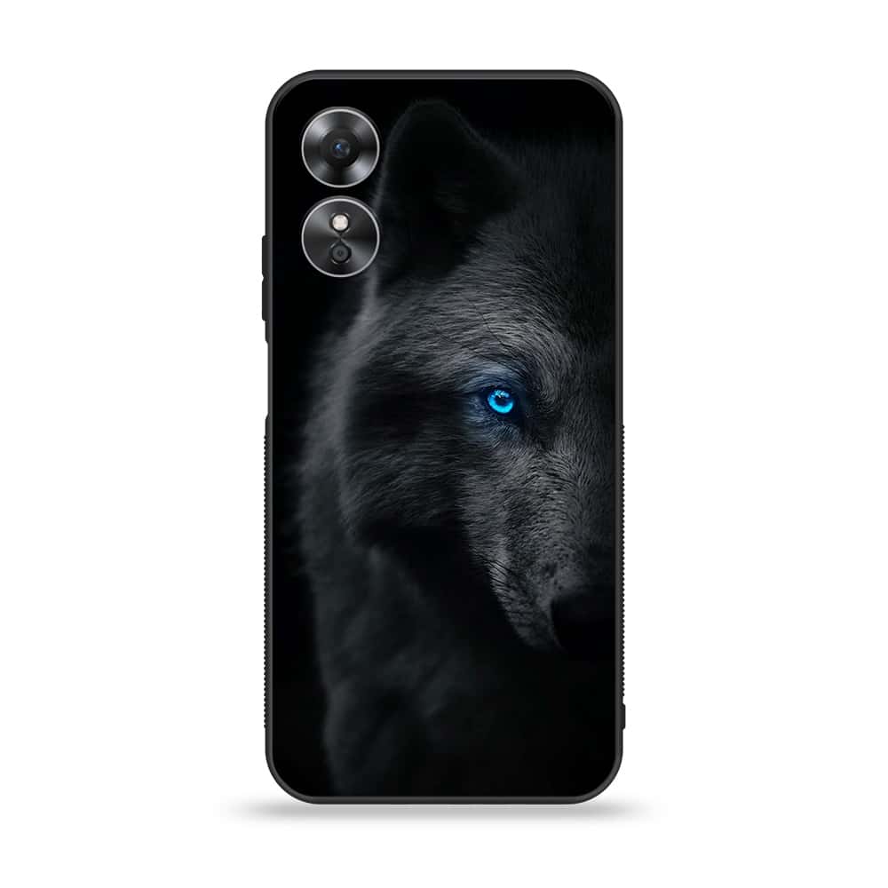 Oppo A17k - Wolf Series - Premium Printed Glass soft Bumper shock Proof Case