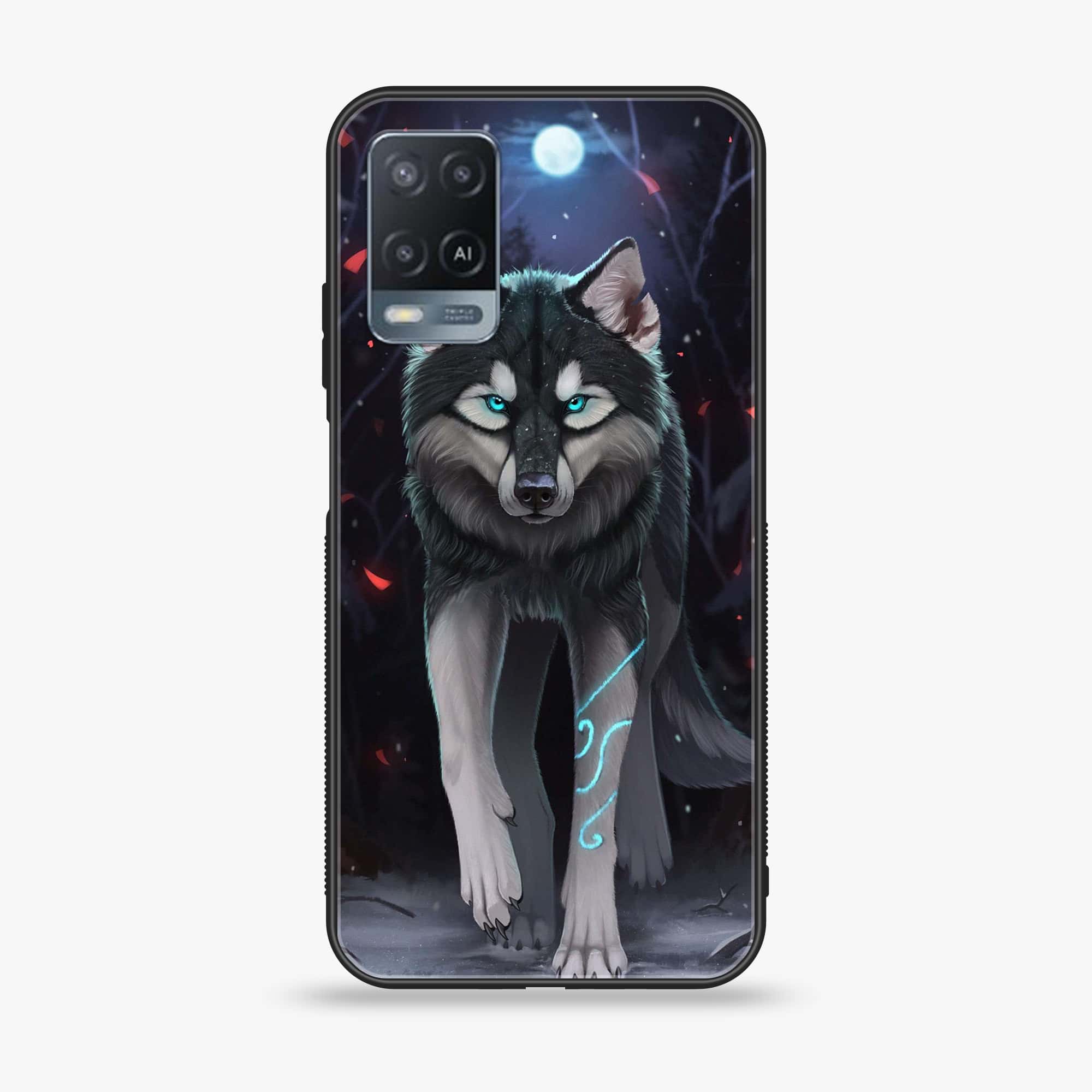 Oppo A54 - Wolf Series - Premium Printed Glass soft Bumper shock Proof Case