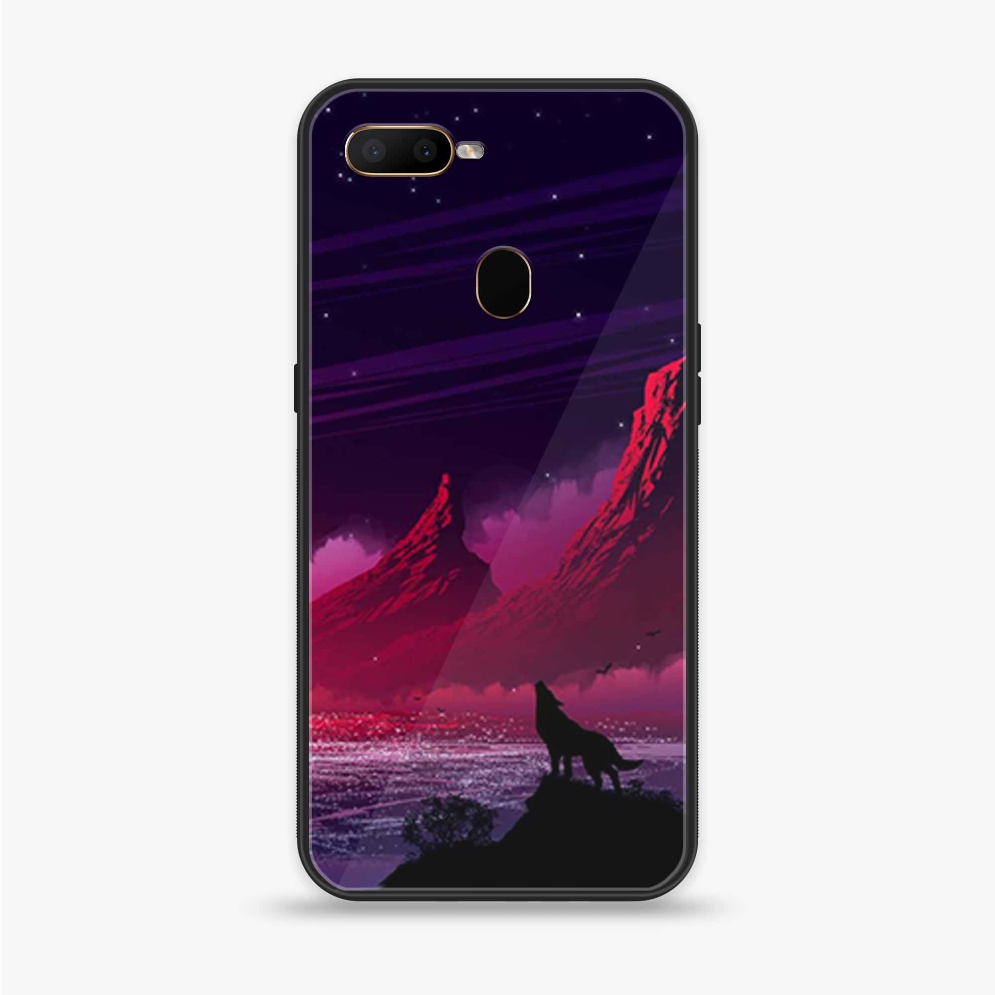 OPPO A5s - Wolf Series - Premium Printed Glass soft Bumper shock Proof Case