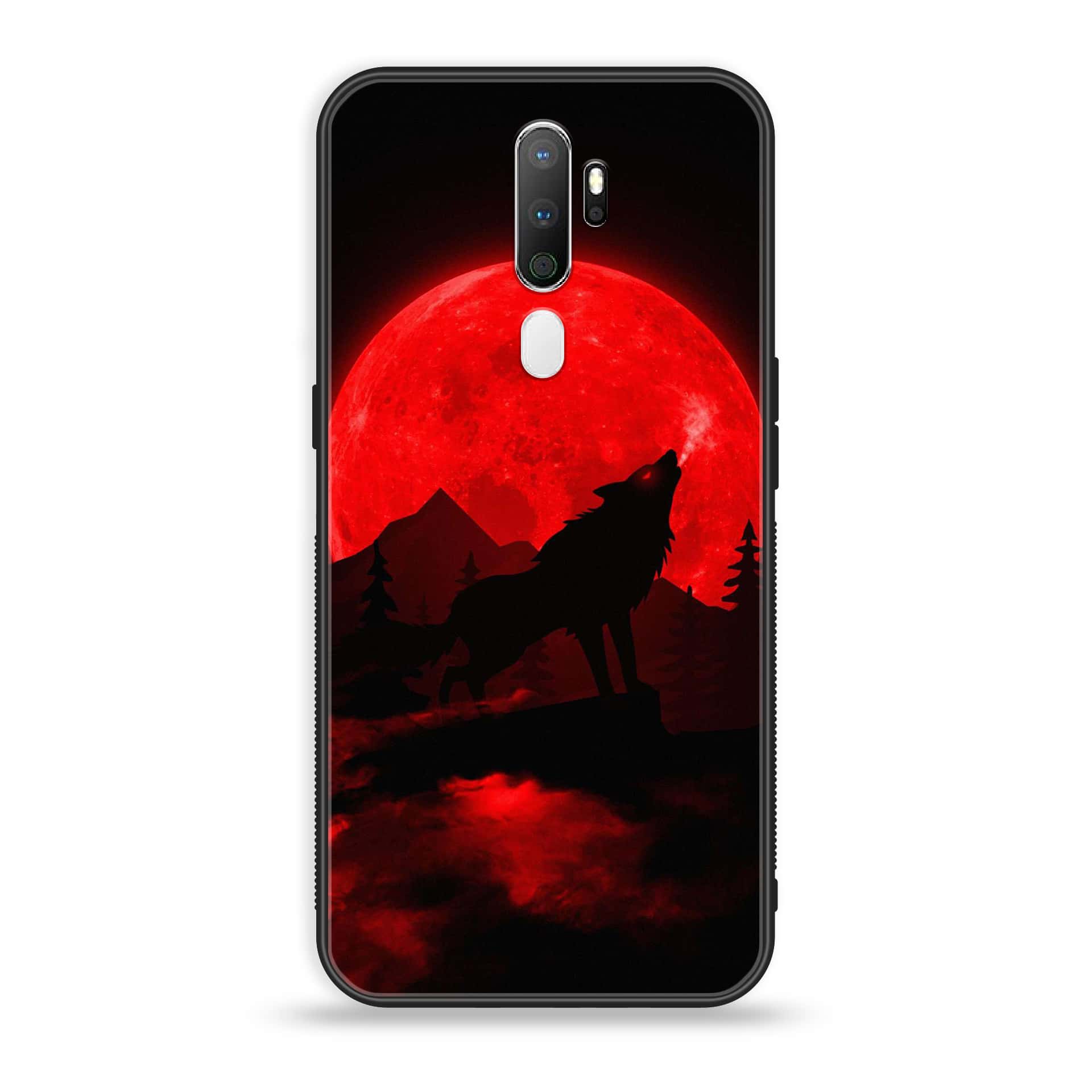 Oppo A5 2020 Wolf Series Premium Printed Glass soft Bumper shock Proof Case