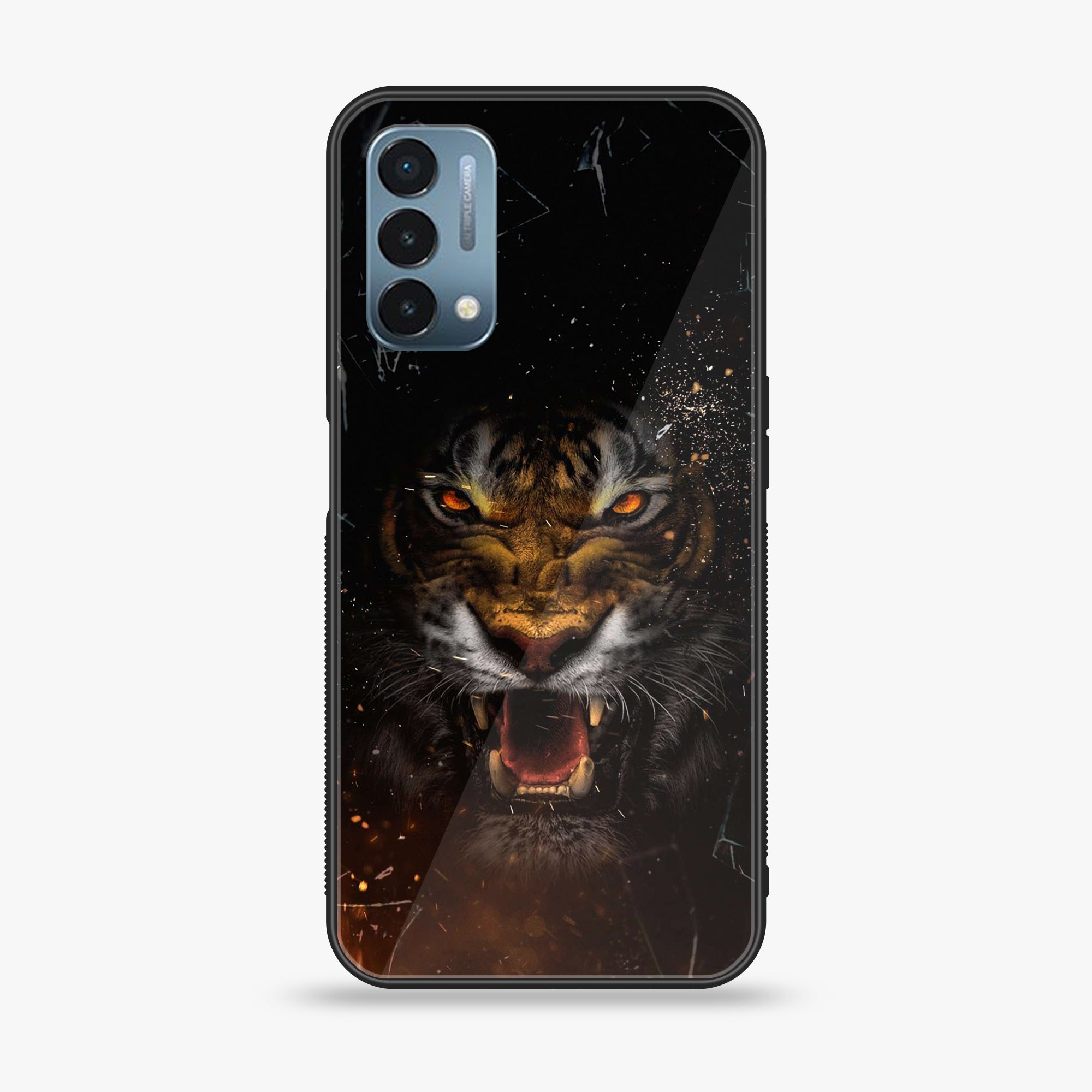 OnePlus Nord N200 5G - Tiger Series - Premium Printed Glass soft Bumper shock Proof Case