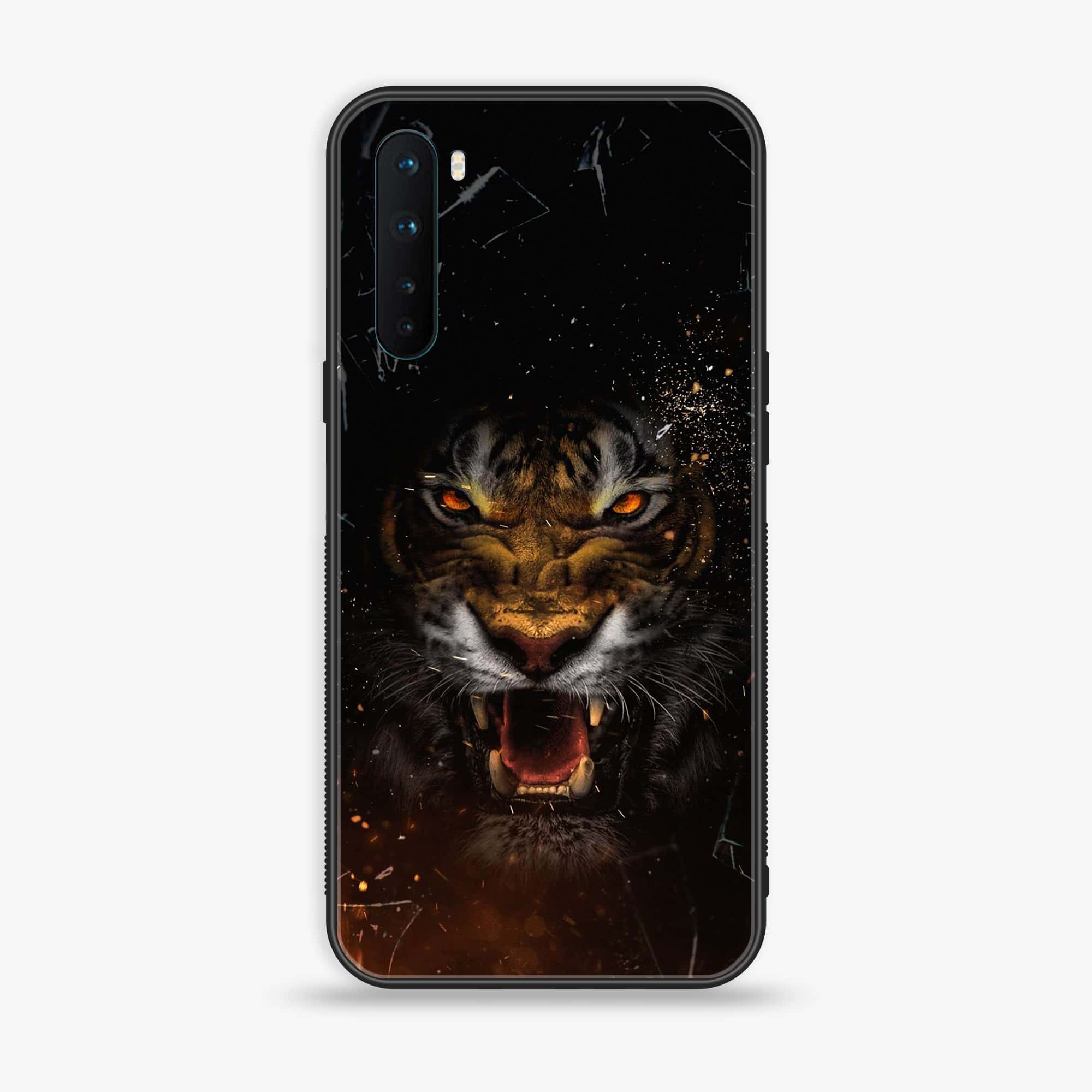 OnePlus Nord - Tiger Series - Premium Printed Glass soft Bumper shock Proof Case