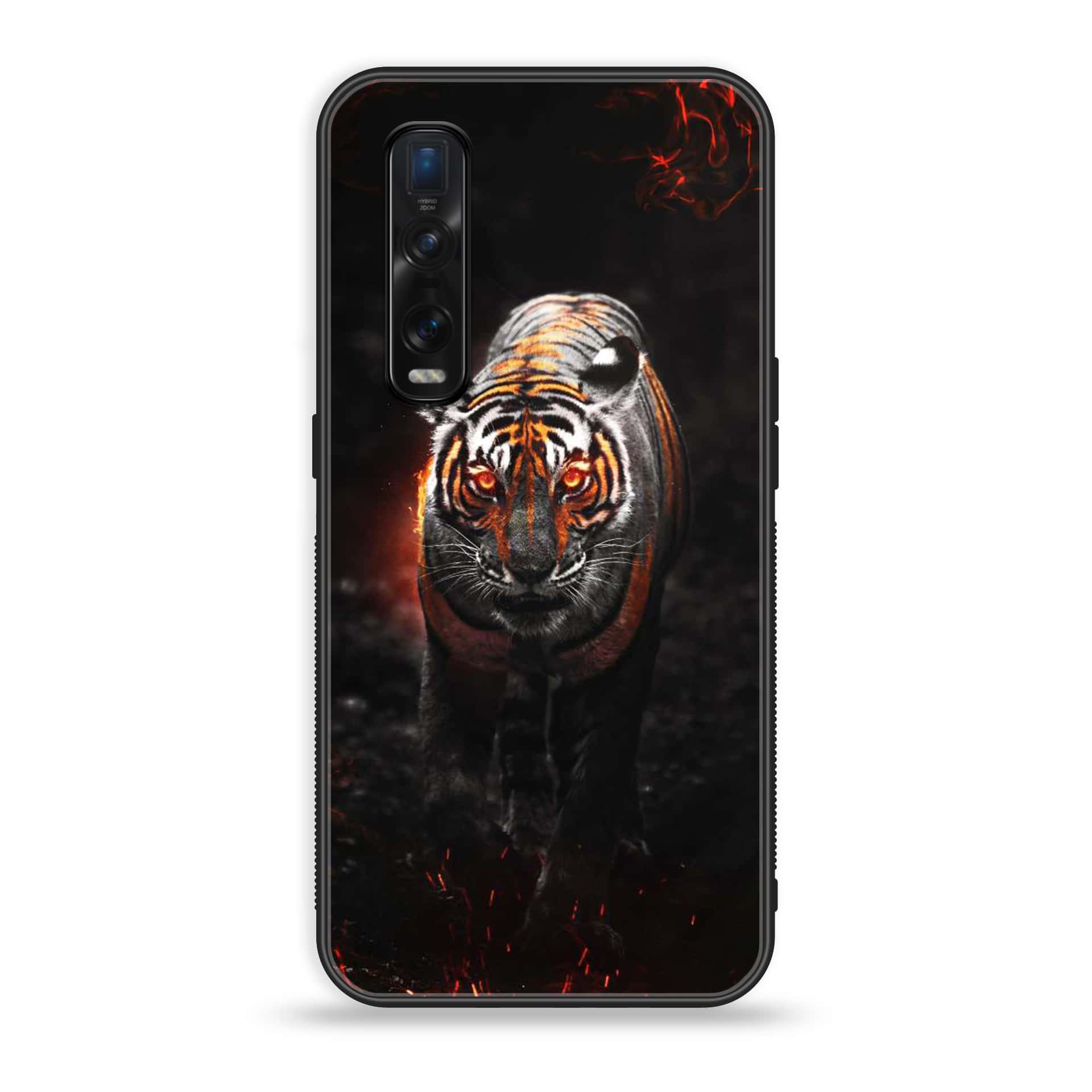 Oppo Find X2 -Tiger Art Series - Premium Printed Glass soft Bumper shock Proof Case