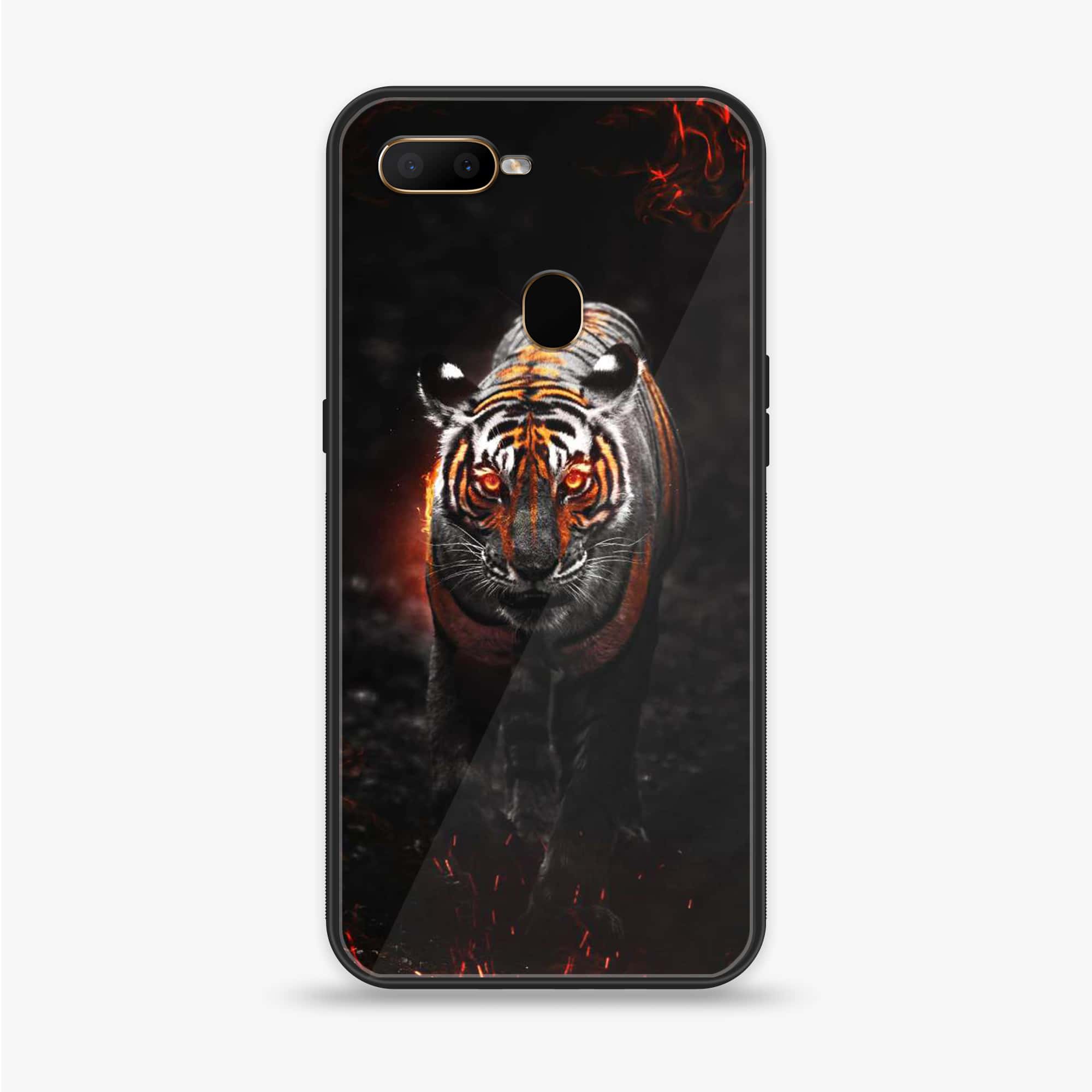 OPPO A5s - Tiger Series - Premium Printed Glass soft Bumper shock Proof Case