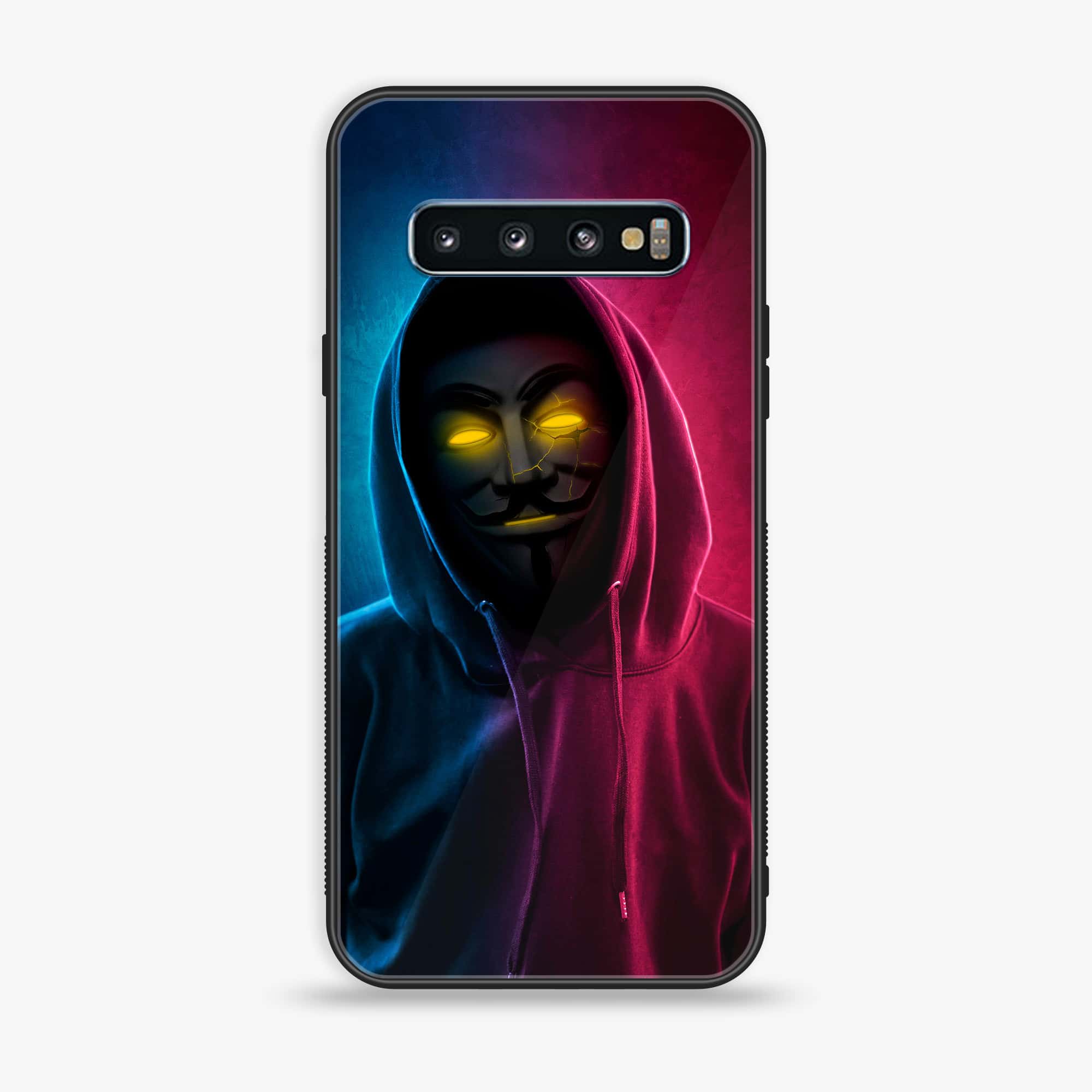 Samsung Galaxy S10 -Anonymous 2.0 Series - Premium Printed Glass soft Bumper shock Proof Case