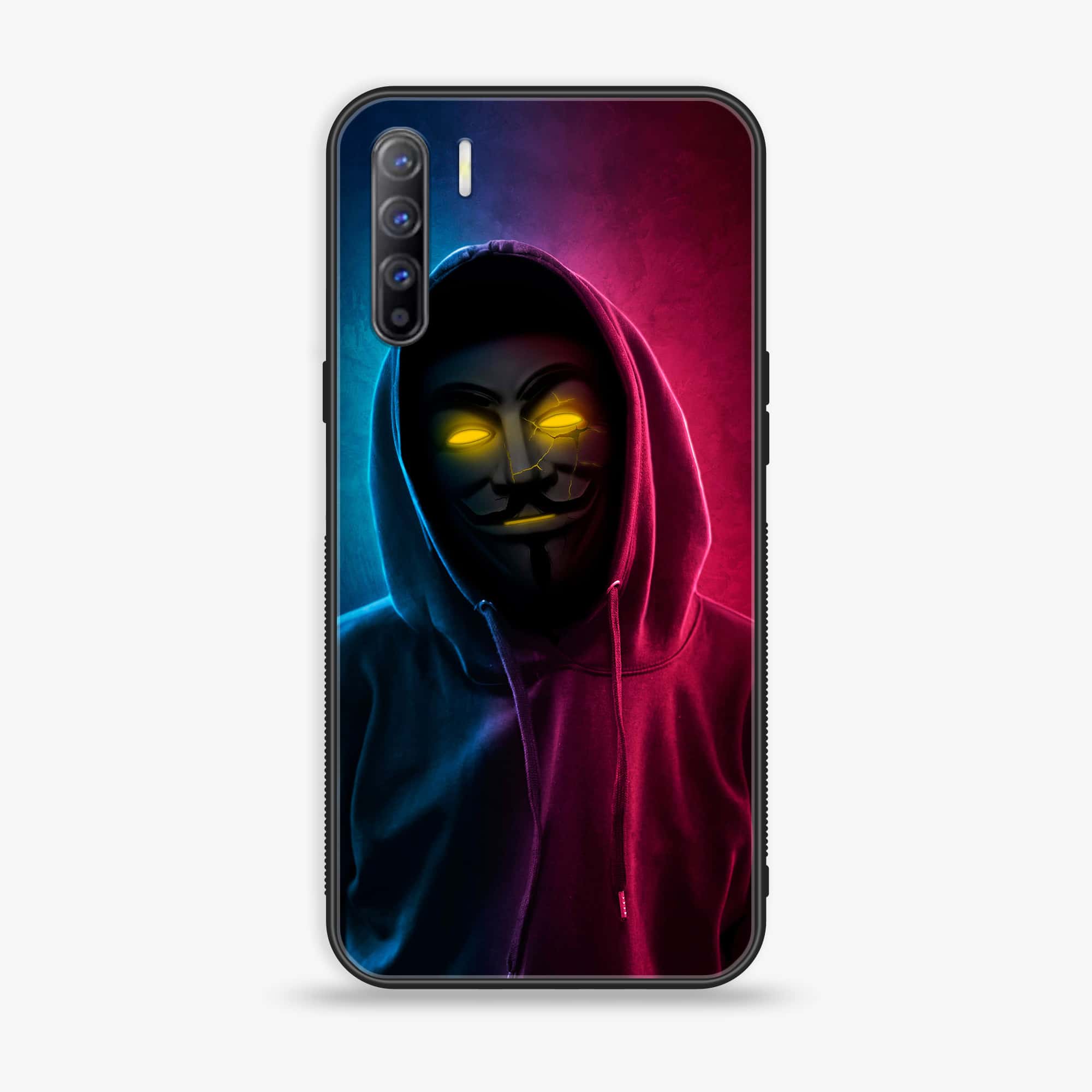 Oppo A91 - Anonymous 2.0 Series - Premium Printed Glass soft Bumper shock Proof Case