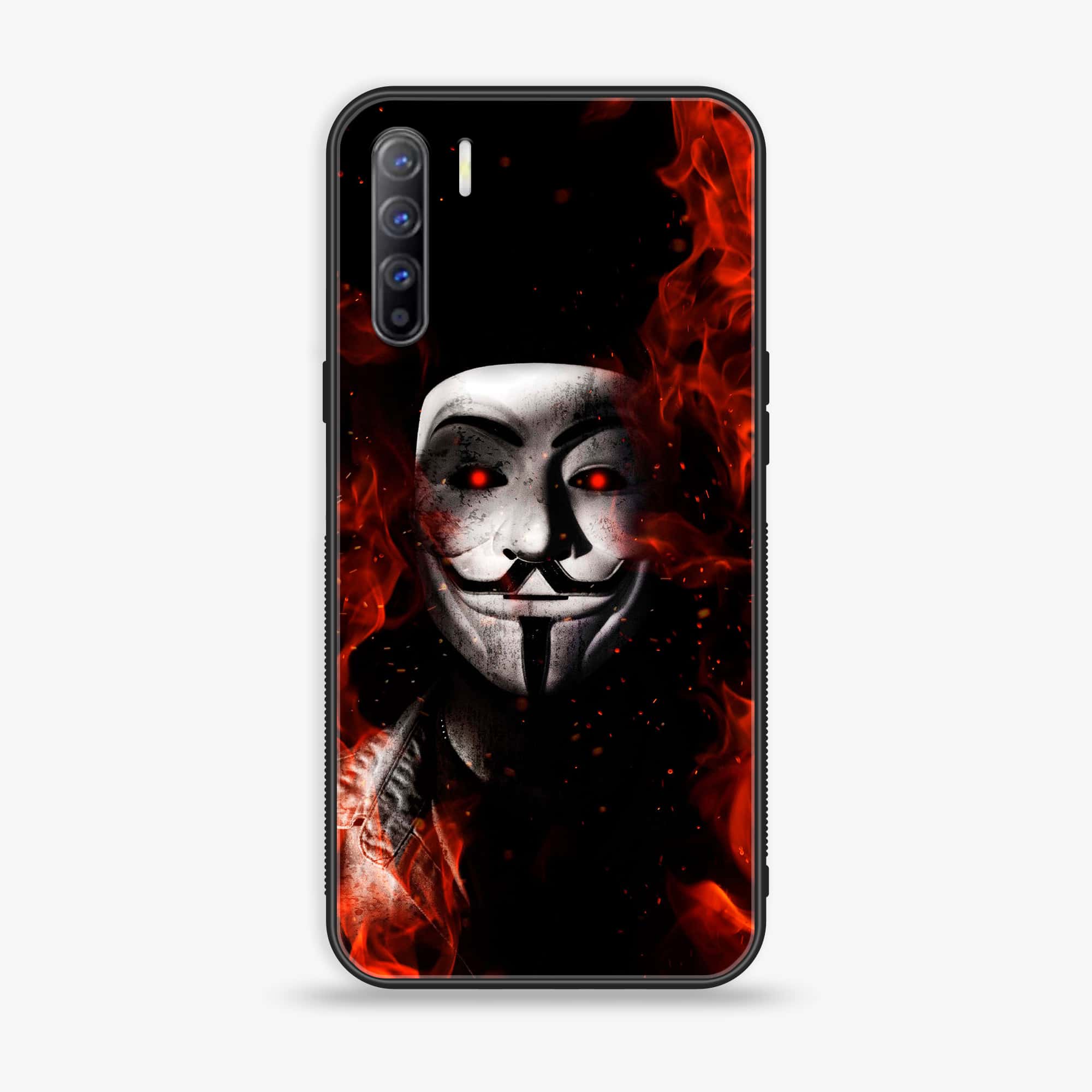 Oppo A91 - Anonymous 2.0 Series - Premium Printed Glass soft Bumper shock Proof Case