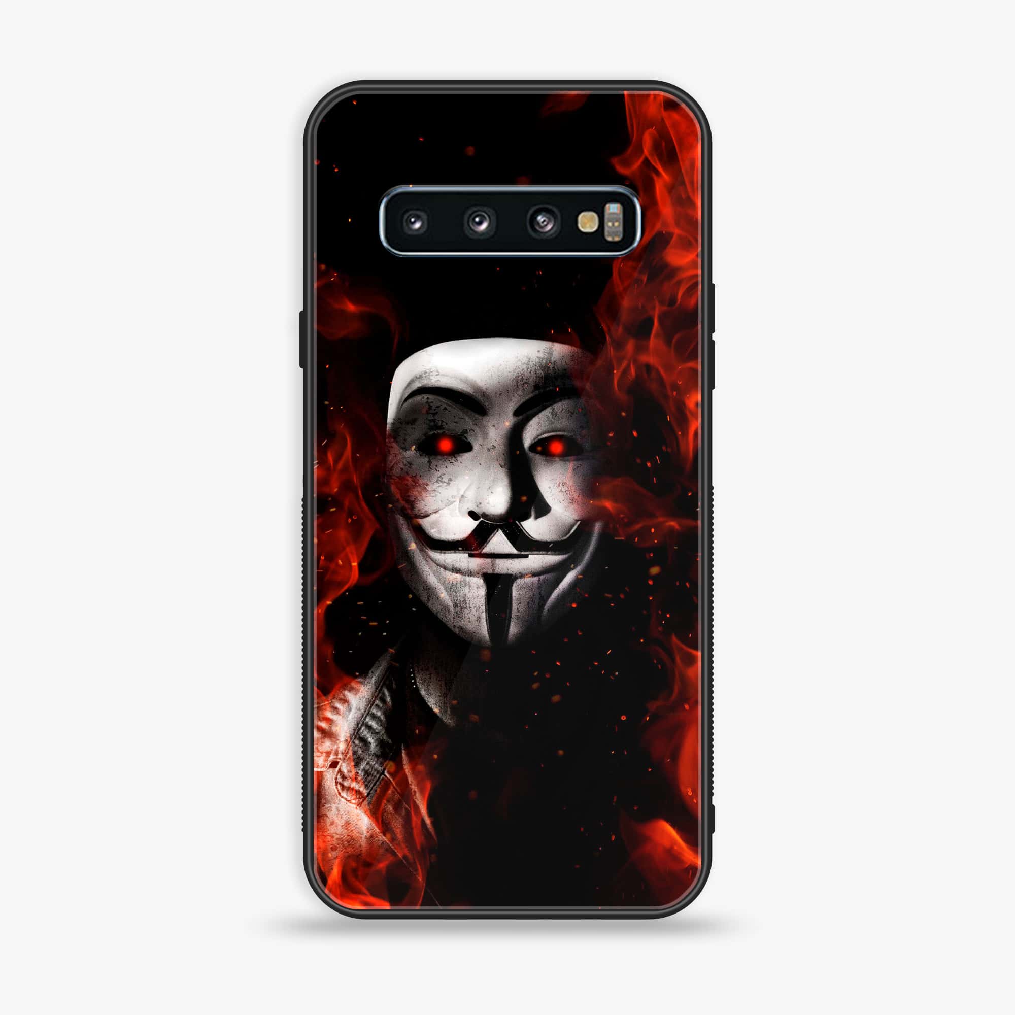 Samsung Galaxy S10 -Anonymous 2.0 Series - Premium Printed Glass soft Bumper shock Proof Case