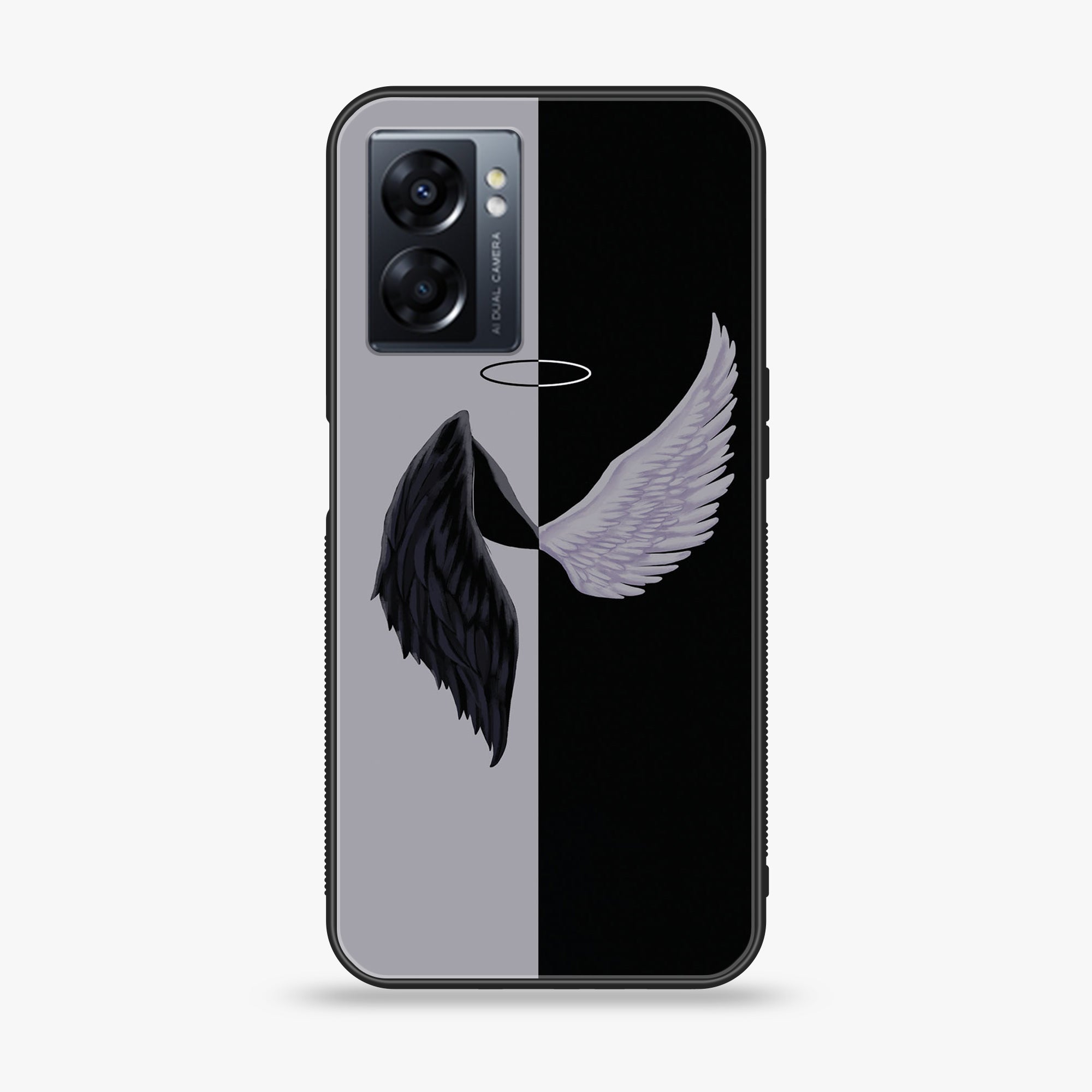 Oppo A77s - Angel Wings 2.0 Series - Premium Printed Glass soft Bumper shock Proof Case