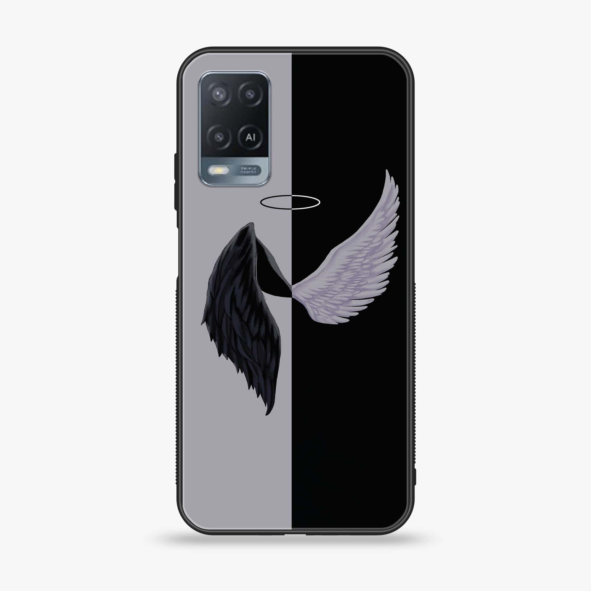 Oppo A54 - Angel Wings 2.0 Series - Premium Printed Glass soft Bumper shock Proof Case