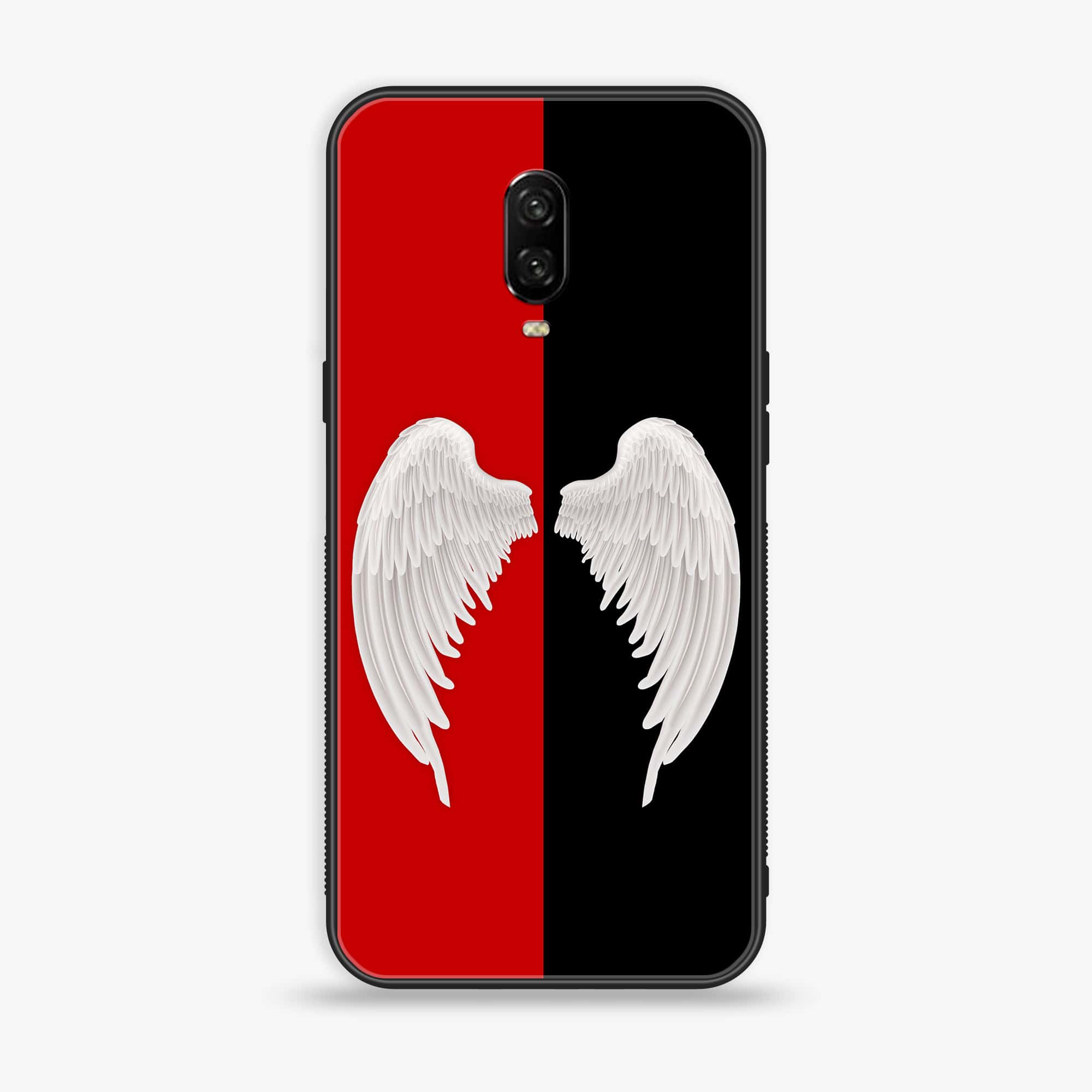 OnePlus 6T - Angel Wings 2.0 Series - Premium Printed Glass soft Bumper shock Proof Case