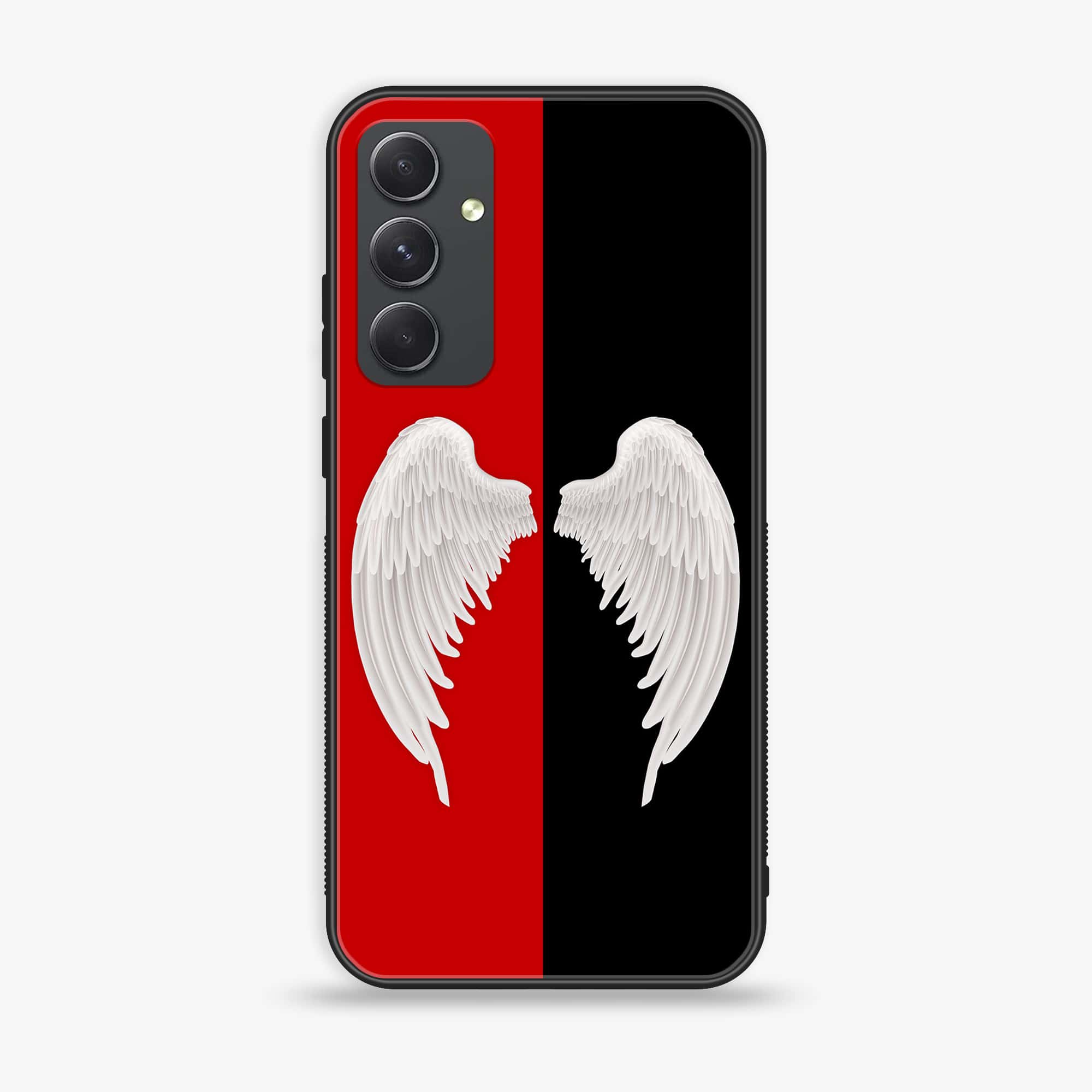 Samsung Galaxy A34 - Angel Wings 2.0 Series - Premium Printed Glass soft Bumper shock Proof Case