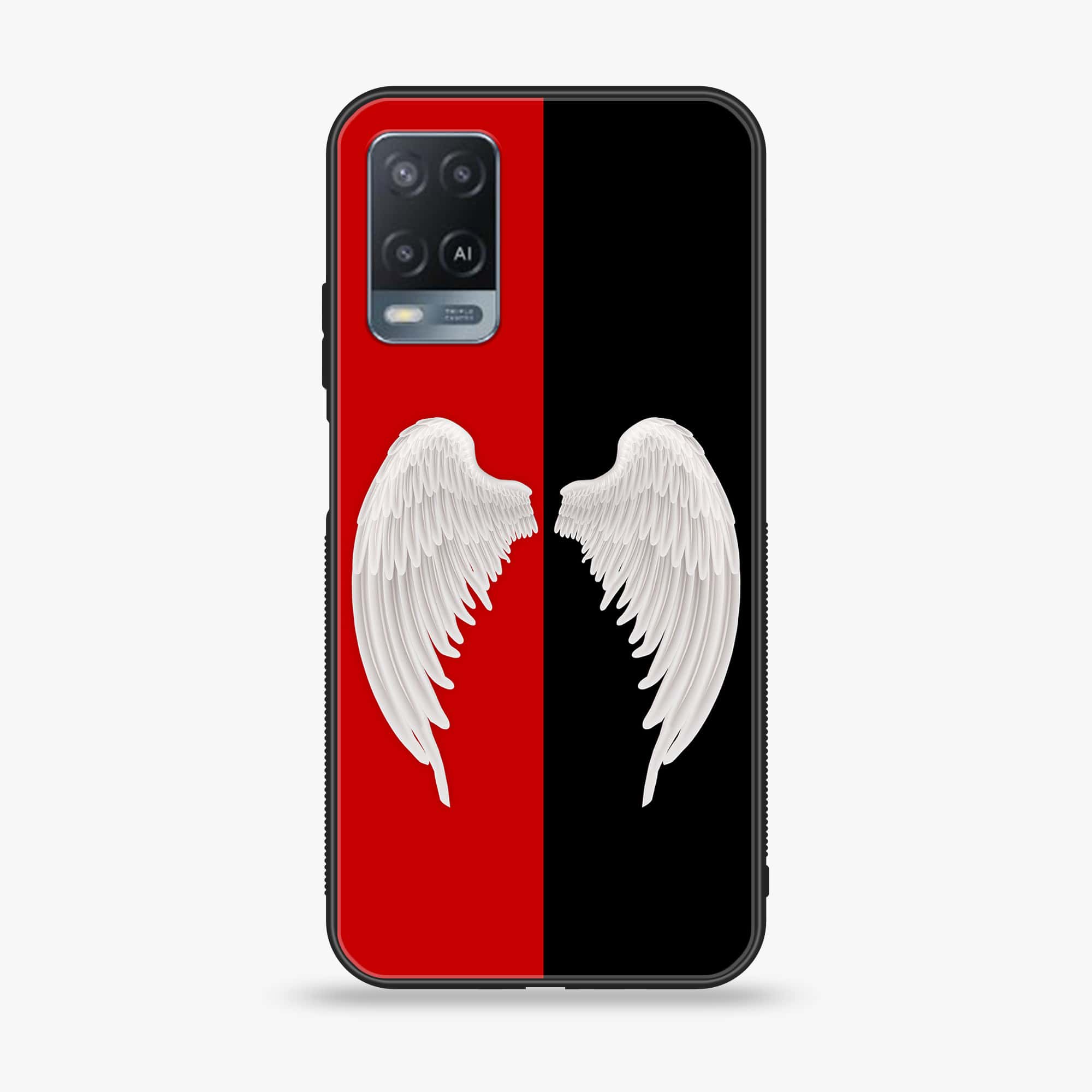 Oppo A54 - Angel Wings 2.0 Series - Premium Printed Glass soft Bumper shock Proof Case