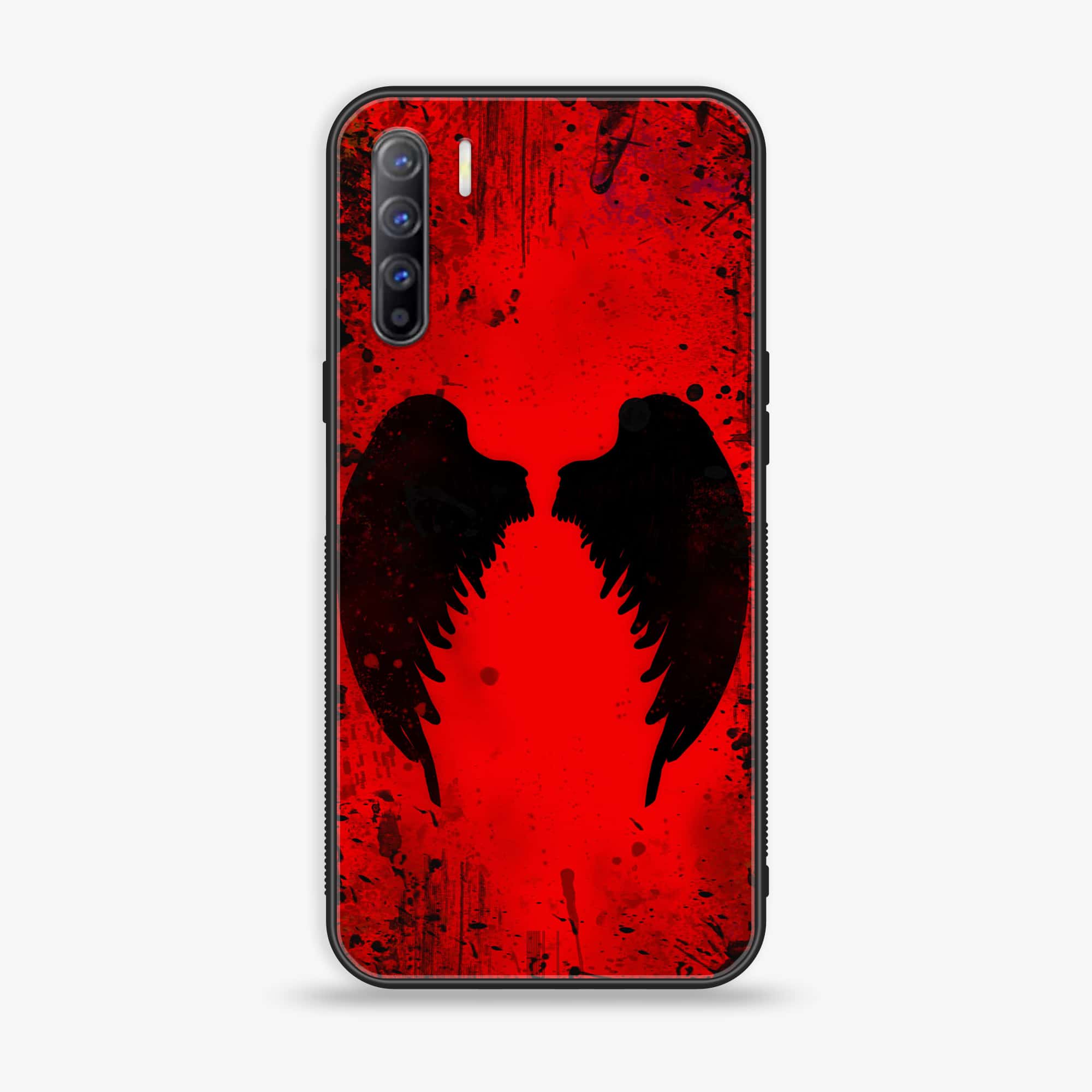 Oppo A91 - Angel Wings 2.0 Series - Premium Printed Glass soft Bumper shock Proof Case