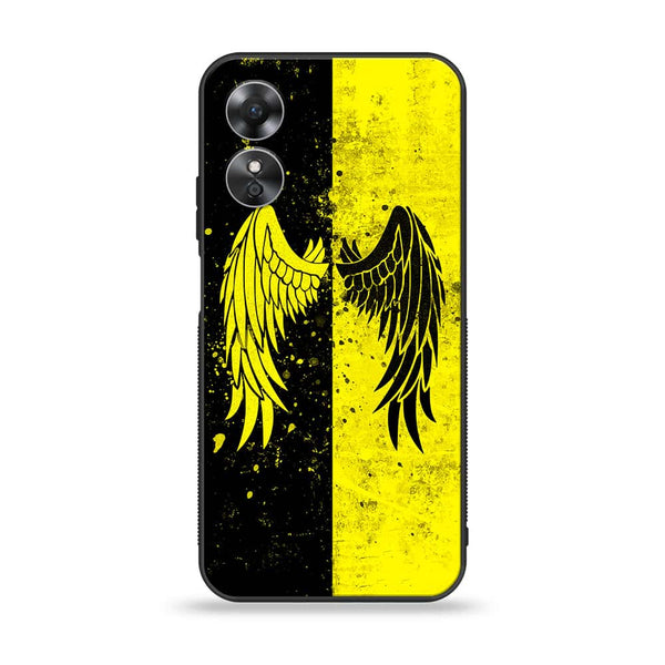 OPPO A17 - Angel Wings 2.0 Series - Premium Printed Glass soft Bumper shock Proof Case
