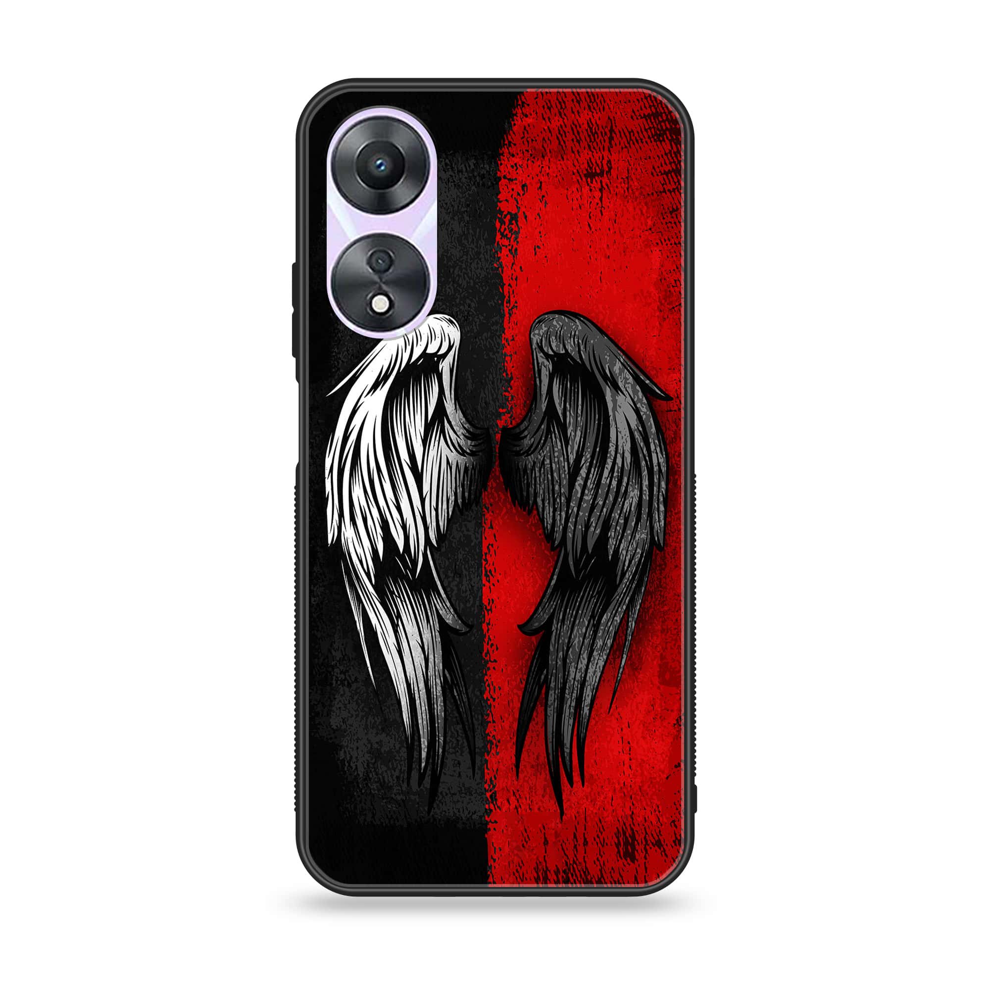 Oppo A58 - Angel Wings 2.0 Series - Premium Printed Glass soft Bumper shock Proof Case