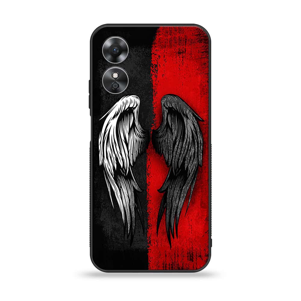OPPO A17 - Angel Wings 2.0 Series - Premium Printed Glass soft Bumper shock Proof Case